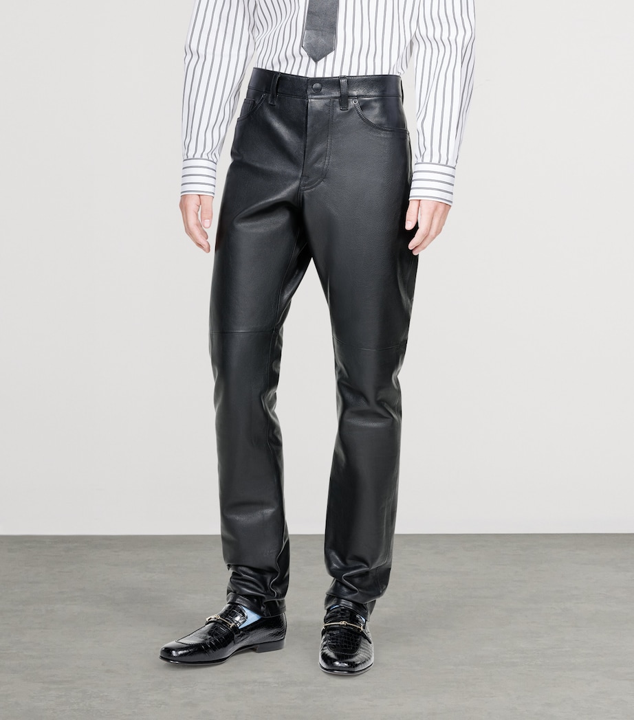 TOM FORD Mens Leather Straight Trousers Naa Image 3
