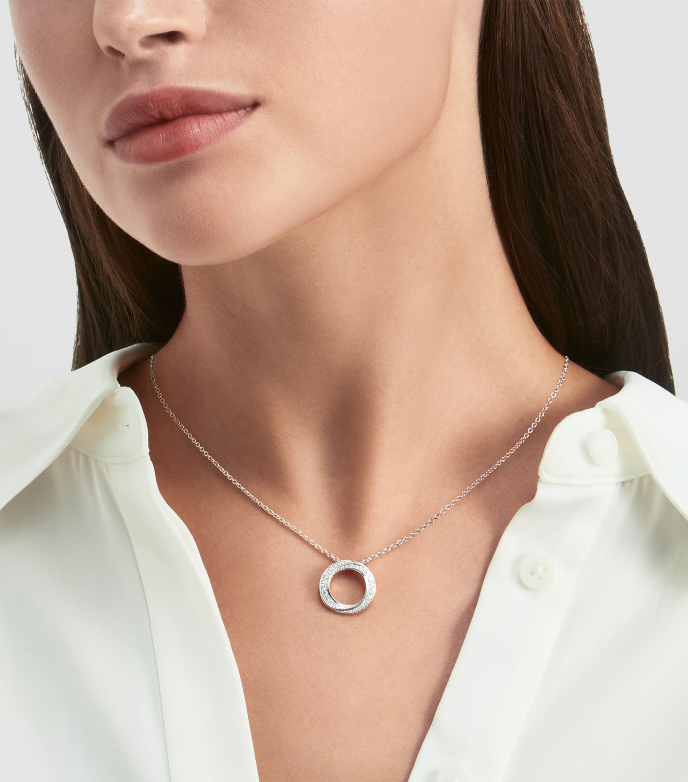 Graff White Gold and Diamond Spiral Pendant Necklace White Gold Image 2
