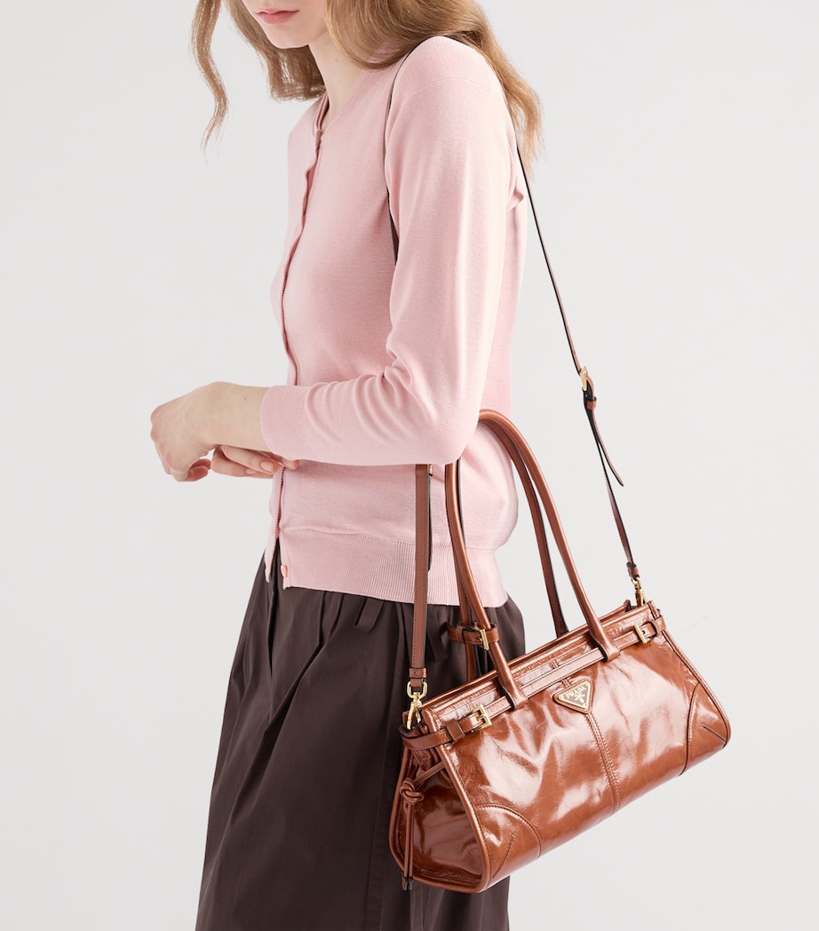 Prada Medium Leather Bonnie Top-Handle Bag Image 9
