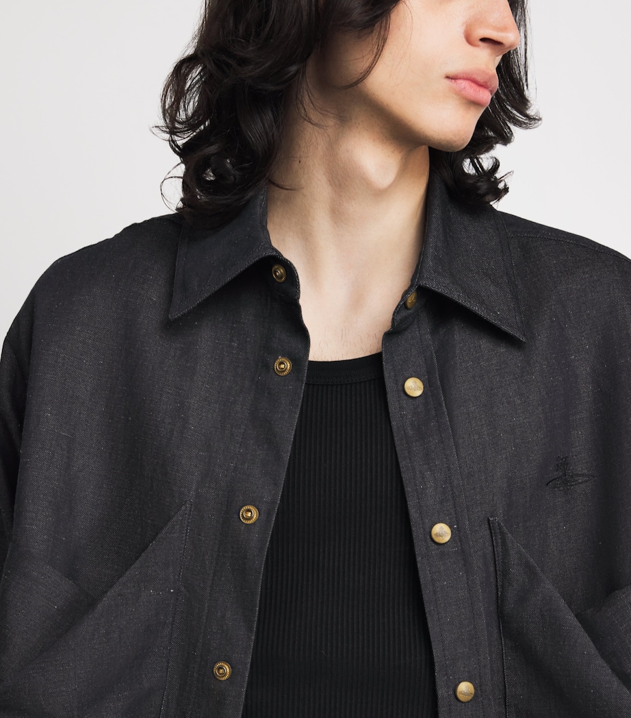 Cotton-Linen Achilles Overshirt K410 NAVY Image 6