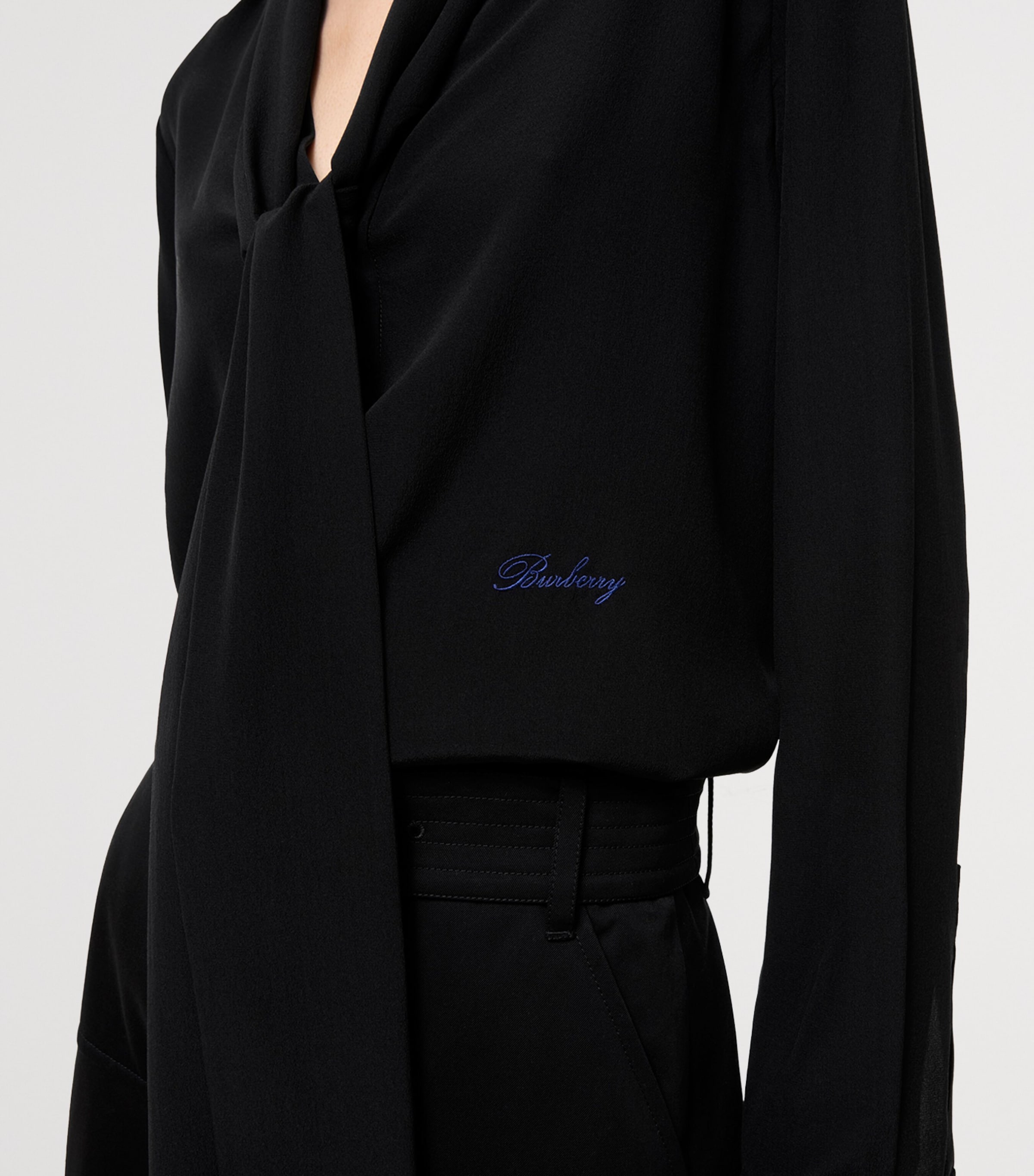 Burberry Womens Silk Scarf Blouse Black Image 3