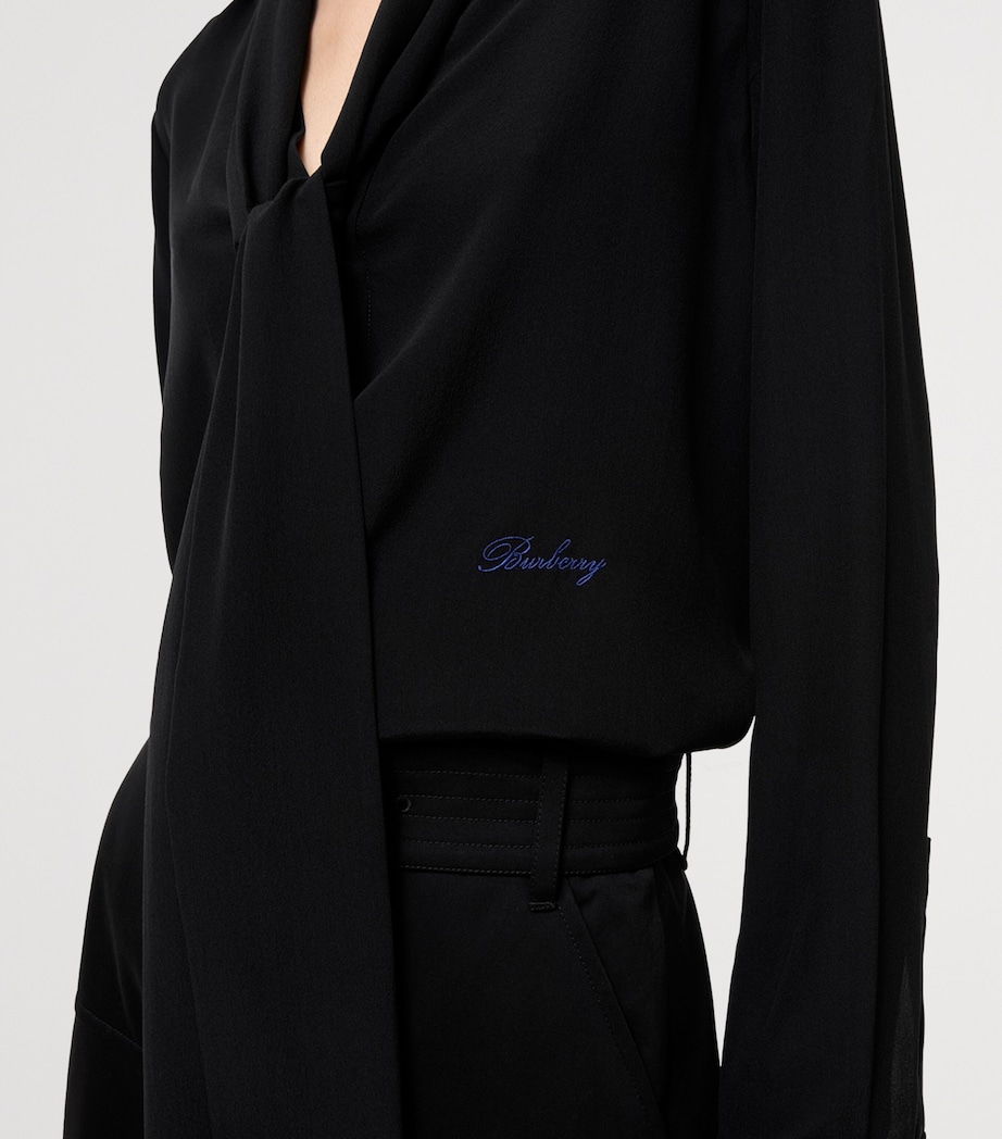 Burberry Womens Silk Scarf Blouse Black Image 3