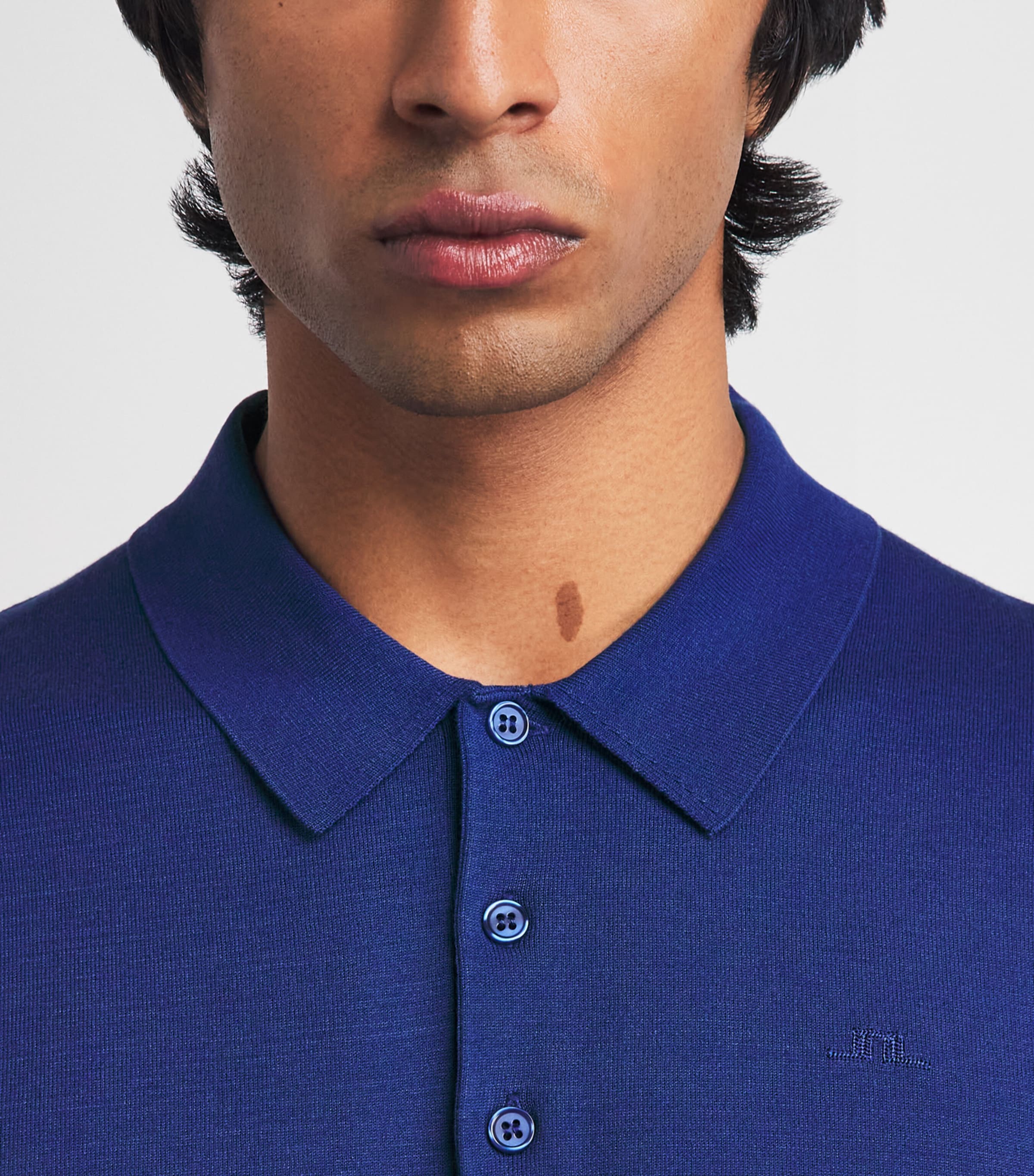 J Lindeberg Mens Knitted Ridge Polo Shirt Estate Blue Image 3