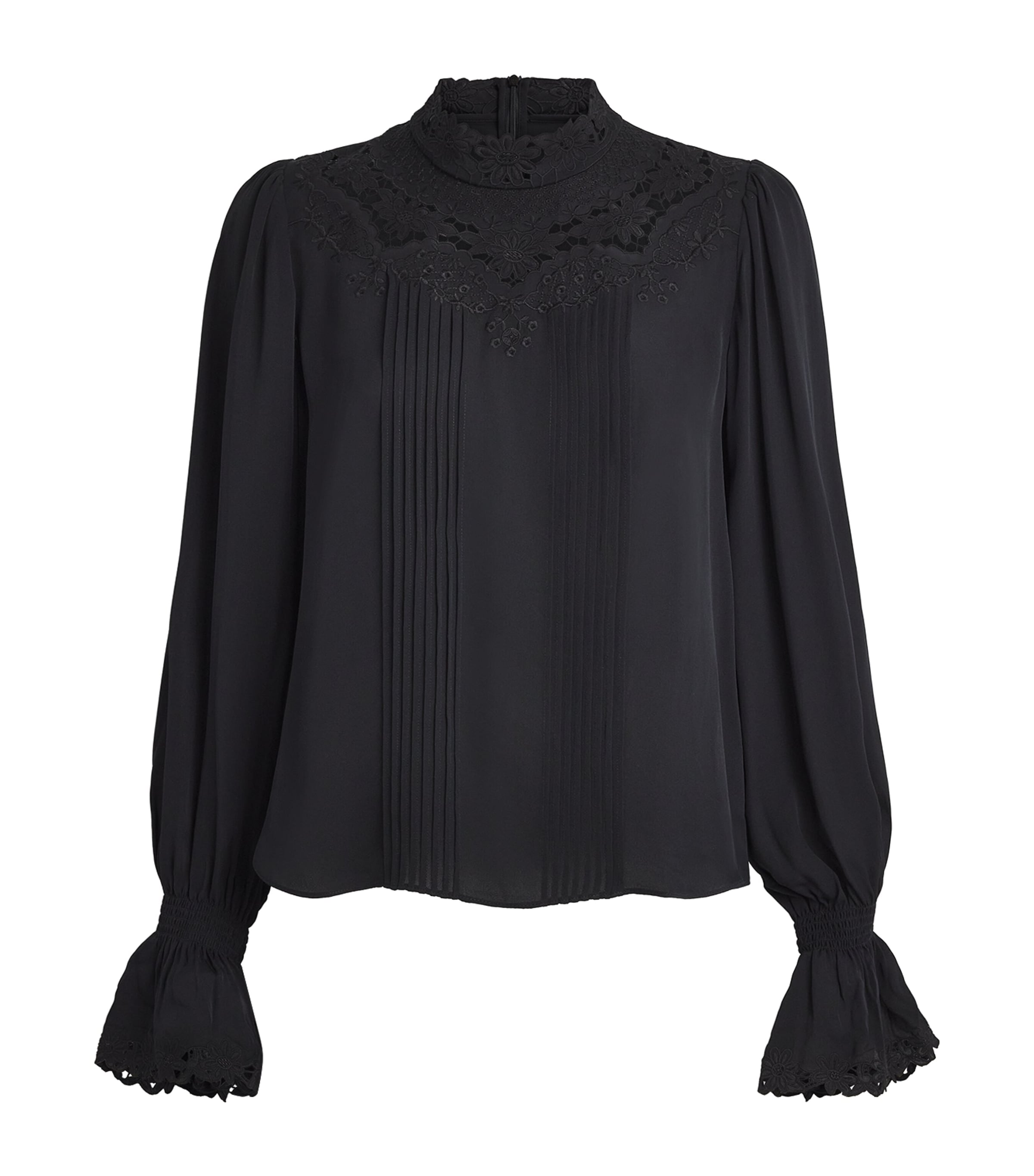 Silk Embroidered Blouse BLACK Image 1