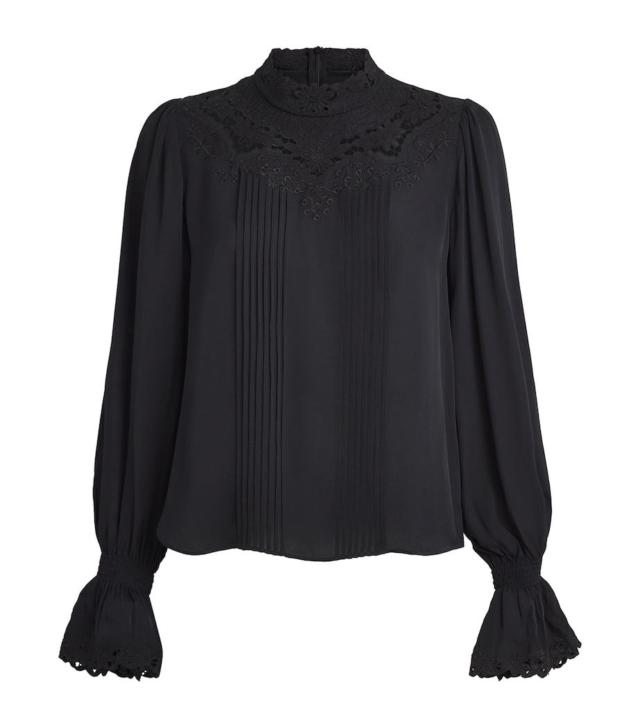 Silk Embroidered Blouse BLACK Image 1