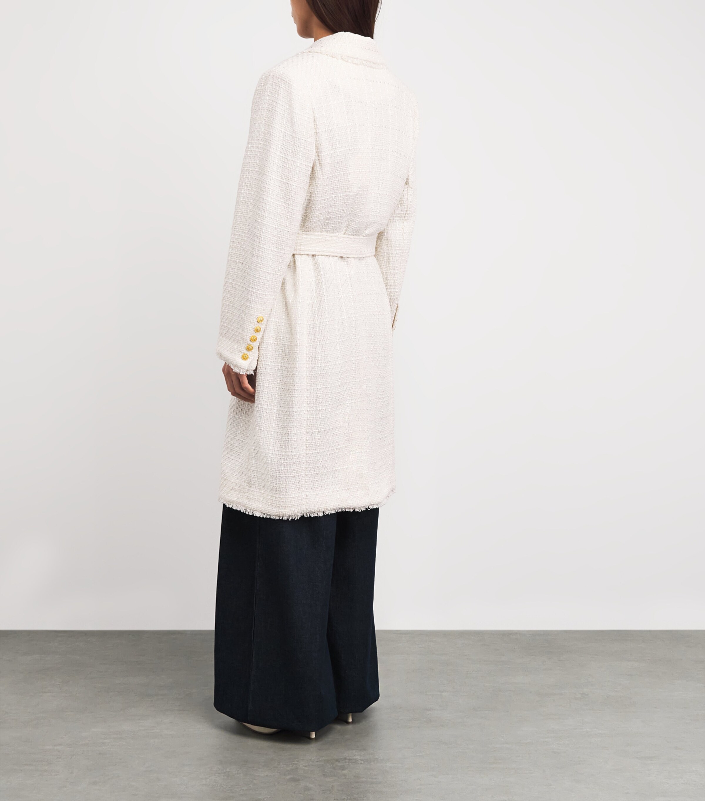 L'Agence Womens Tweed Cooper Overcoat Vintage White Image 5