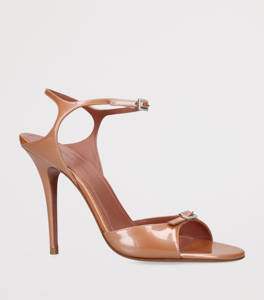 Amina Muaddi Patent Leather Heeled Sandal 105 Brown/oth Image 3