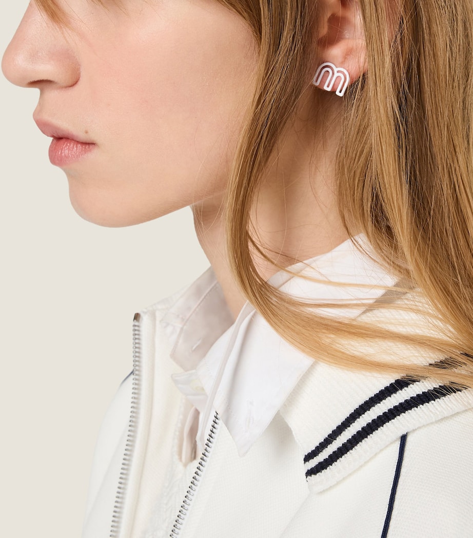 Miu Miu M Logo Stud Earrings White Image 2