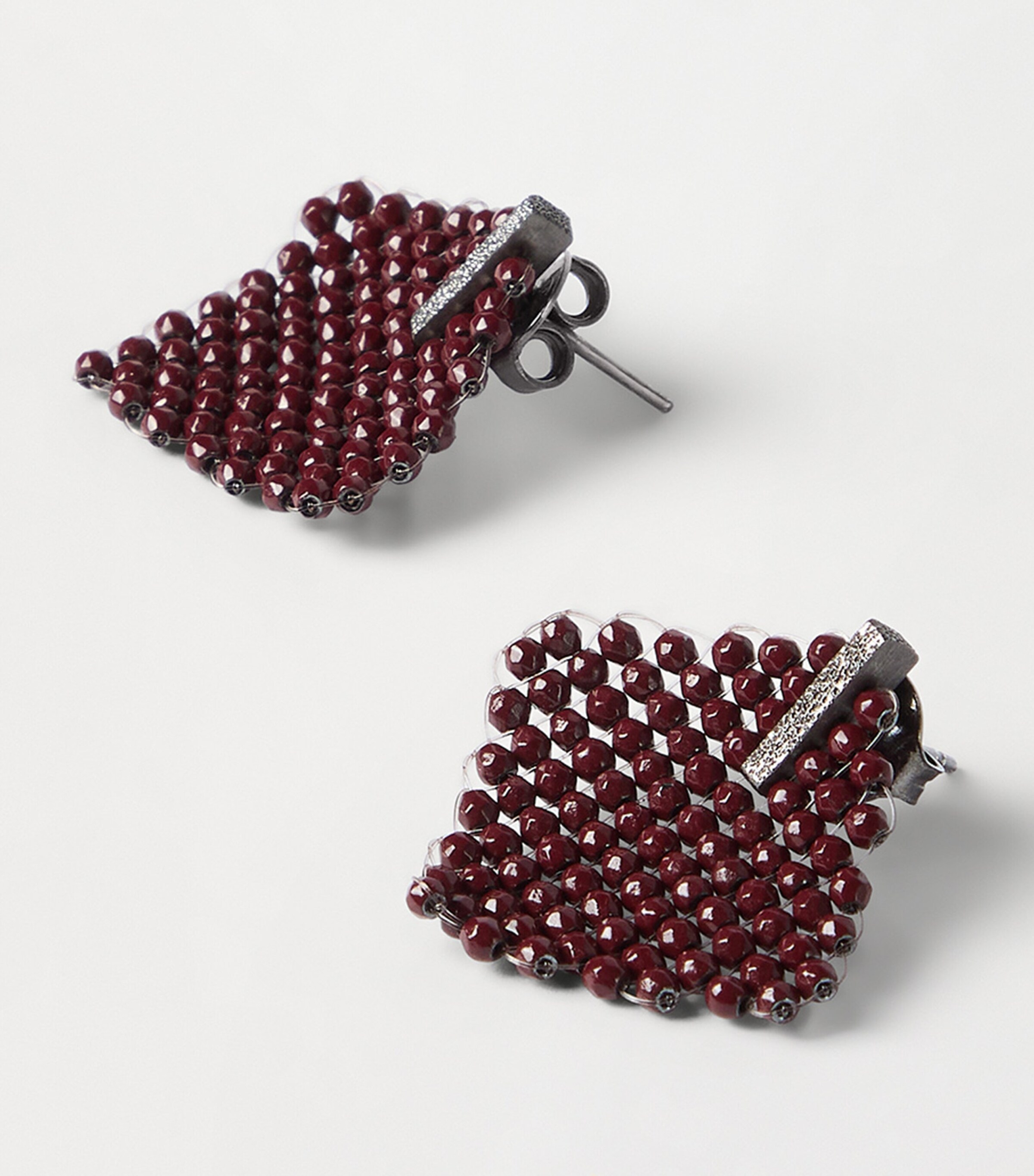Brunello Cucinelli Sterling Silver and Hematite Square Earrings Cred Image 2