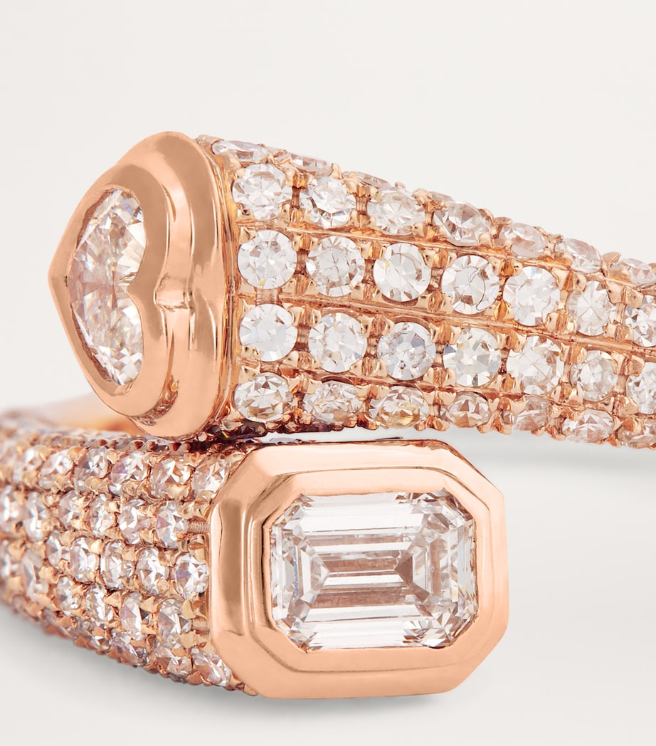 Rose Gold and Diamond Bypass Pinky Ring WHITE GOLD Image 6