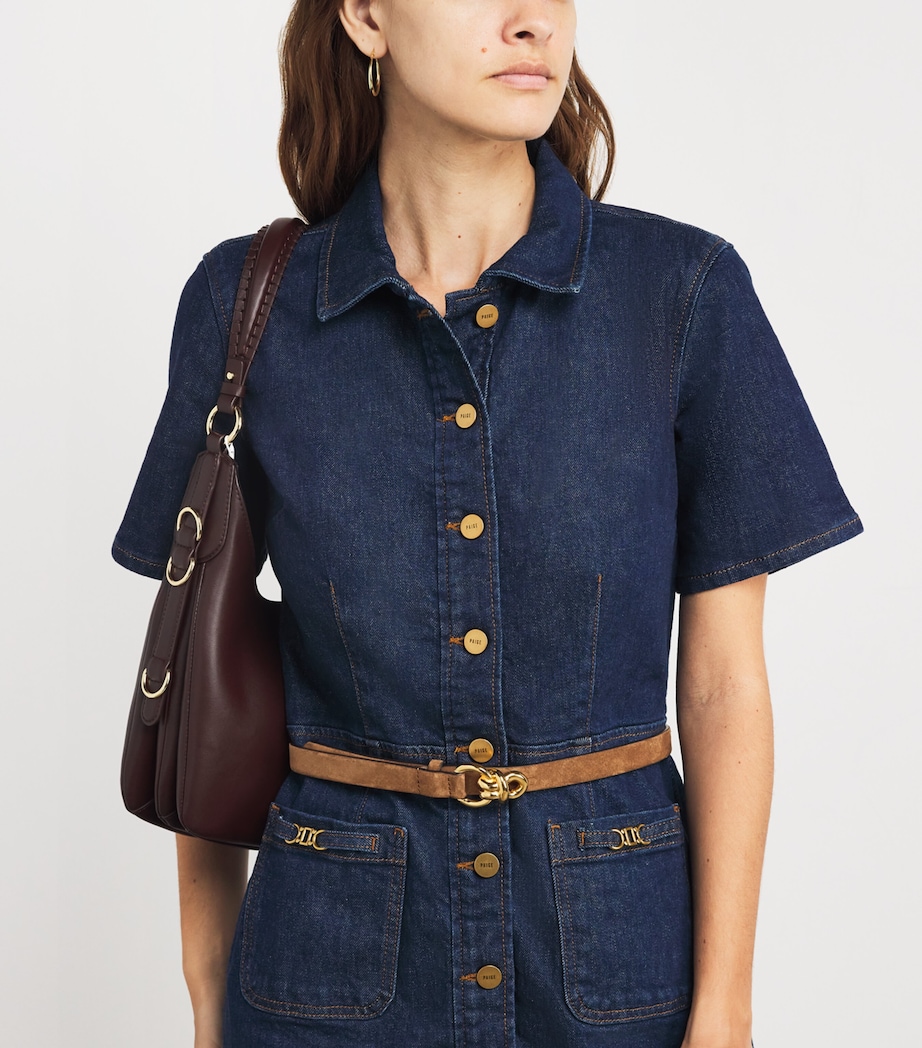 Calfskin Gold-Tone Buckle Belt BROWN Image 2