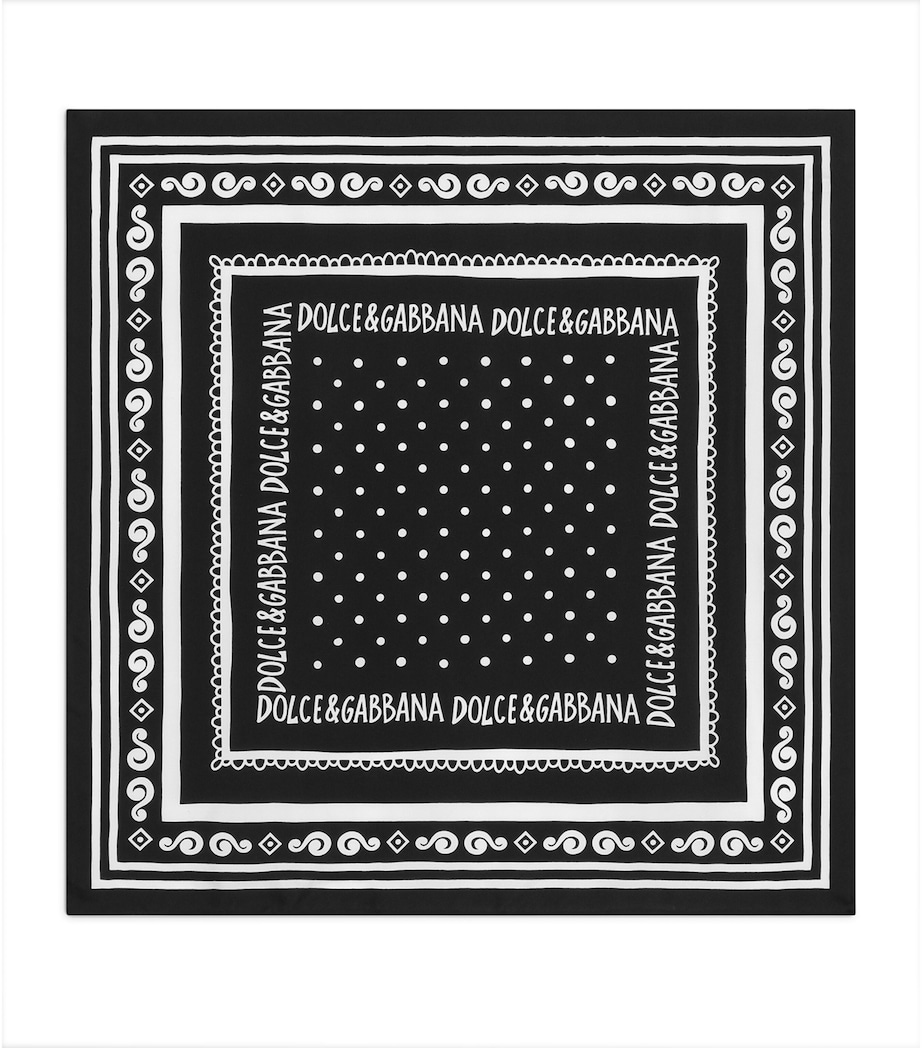 Silk Logo Print Scarf HN9QA-NERO Image 1