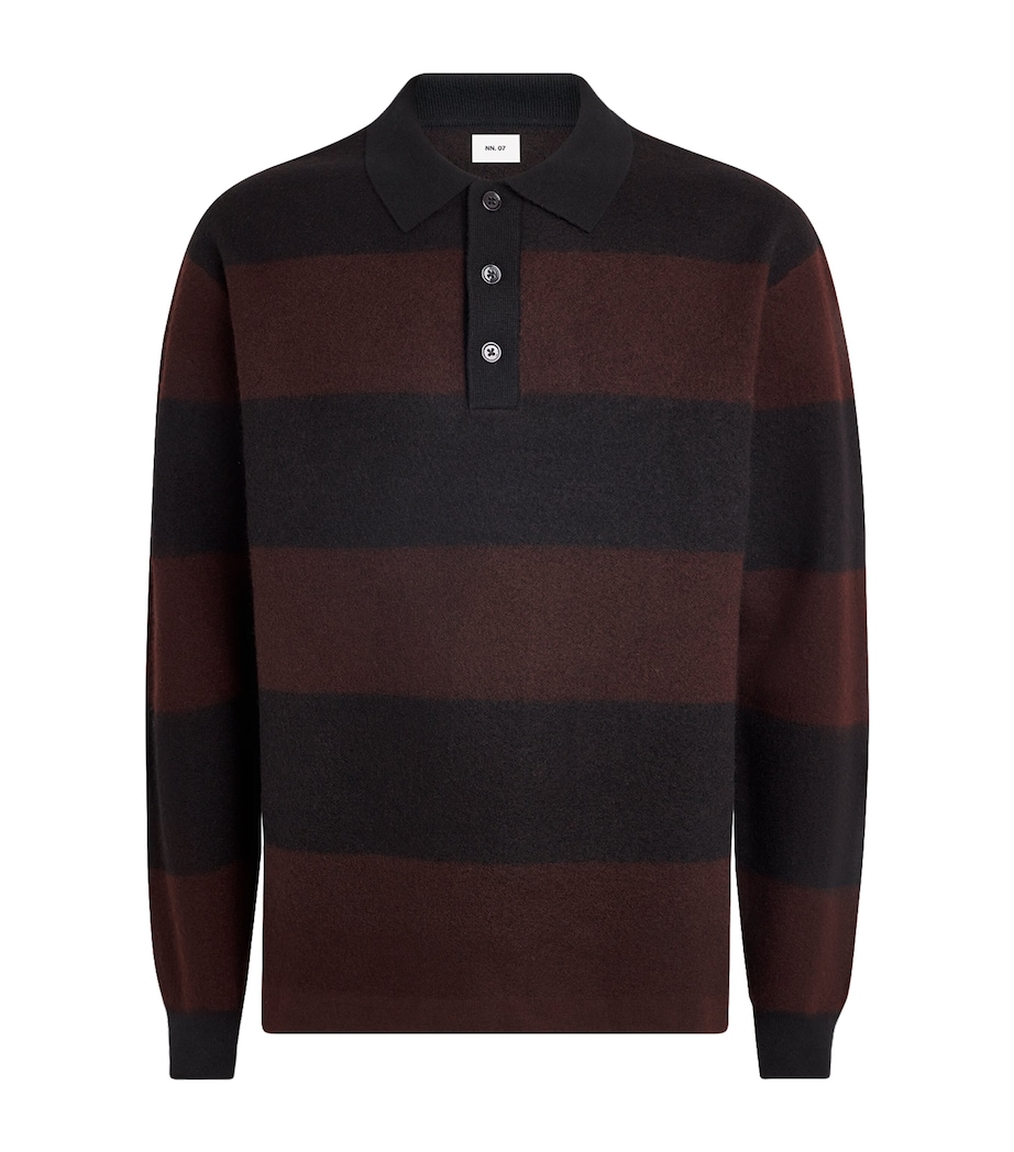 Wool Stripe Rugby Polo Sweater BLACK Image 1