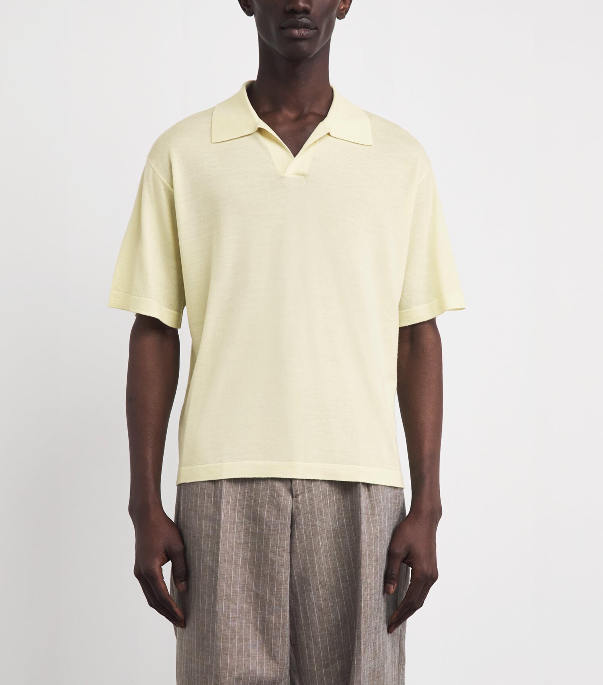 FRAME Mens Merino-Cashmere Short-Sleeve Polo Sweater Paly Image 4