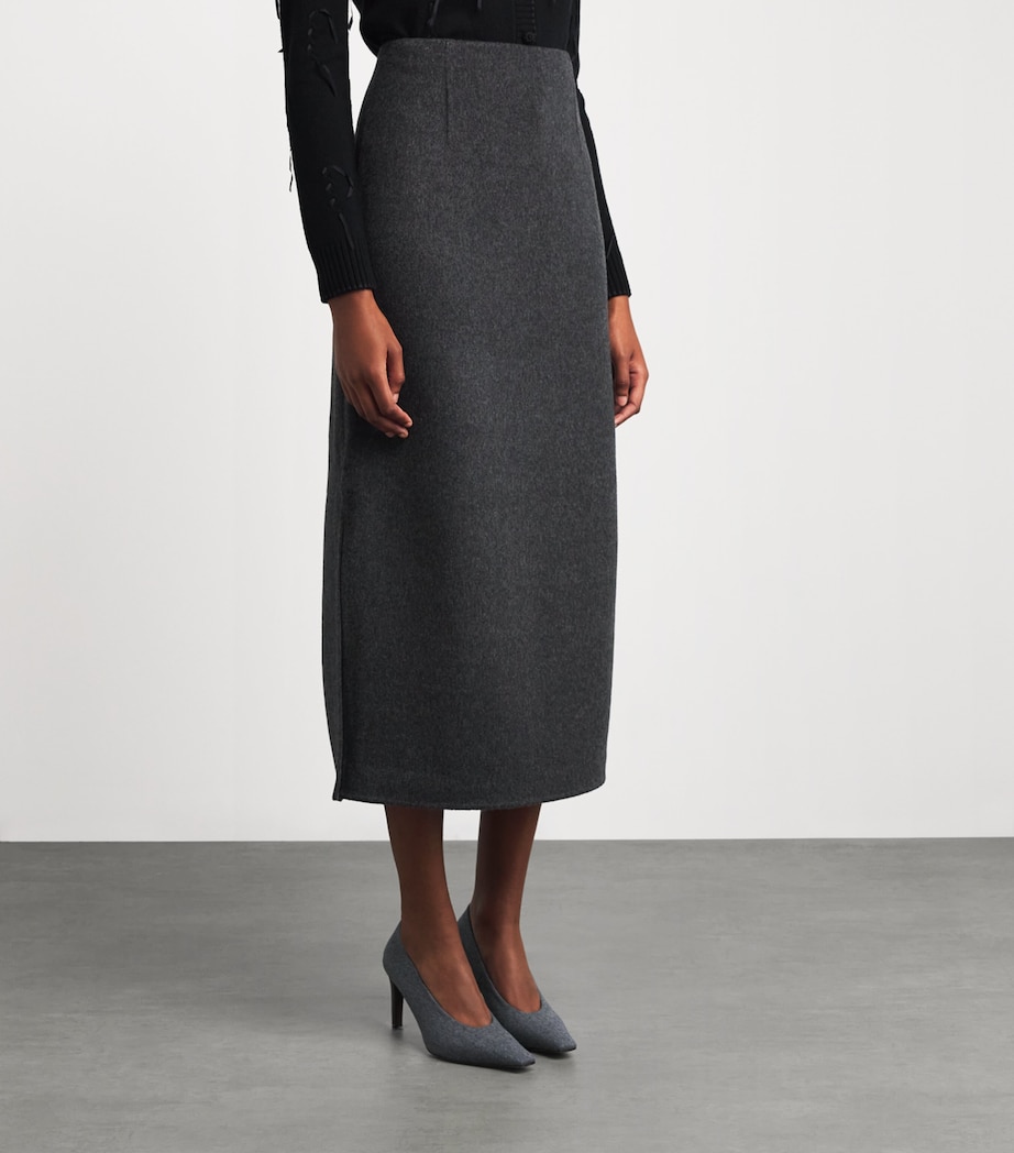 Lafayette 148 Womens Wool-Cashmere Midi Skirt Graphte Mlng Image 3