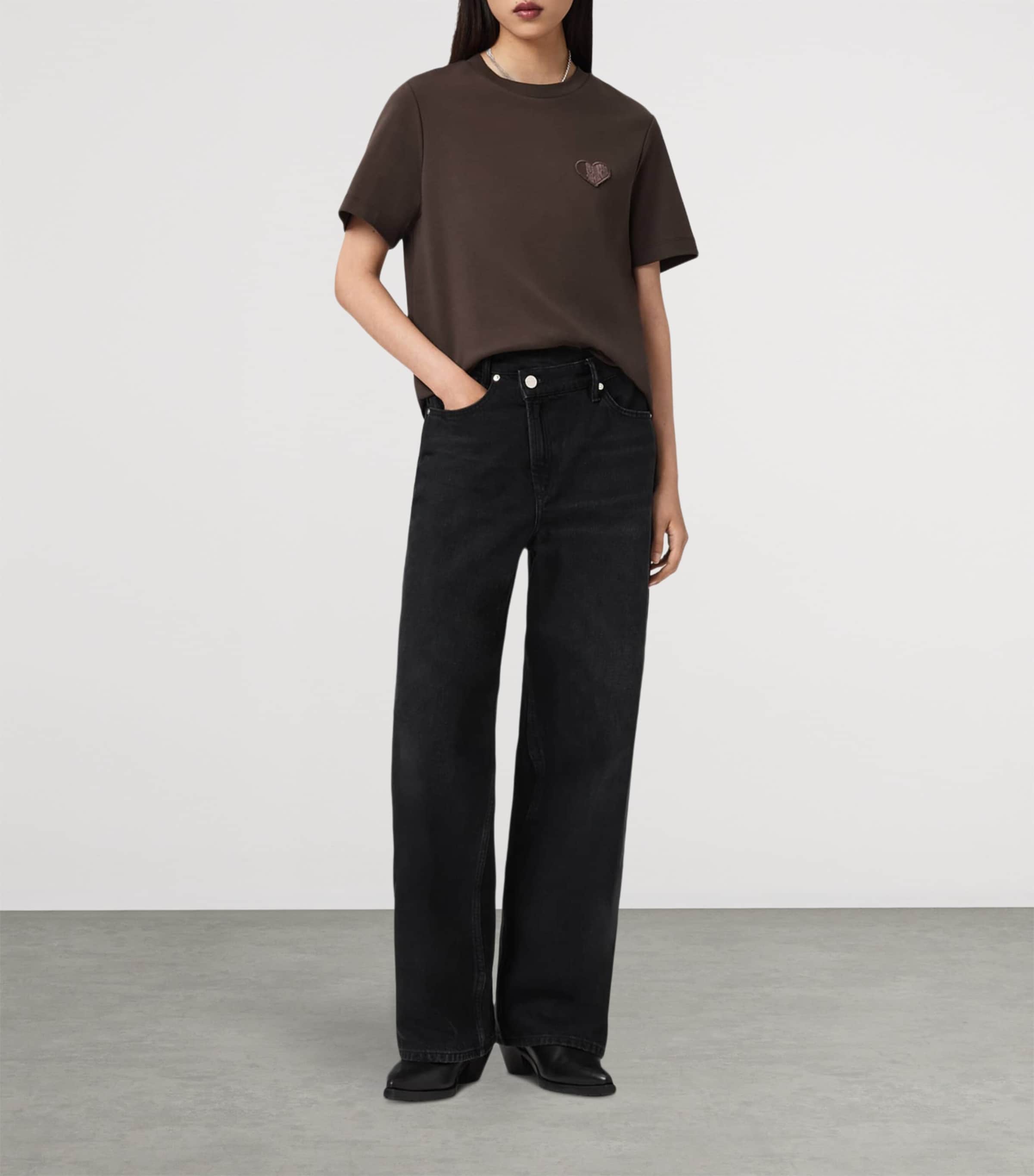 AllSaints Womens Organic Cotton Lover T-Shirt Bottle Brown Image 2