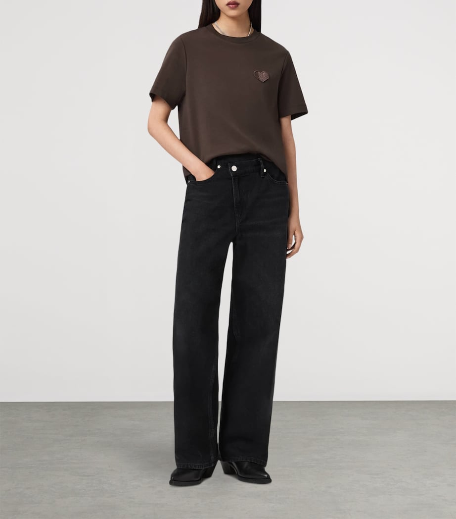AllSaints Womens Organic Cotton Lover T-Shirt Bottle Brown Image 2
