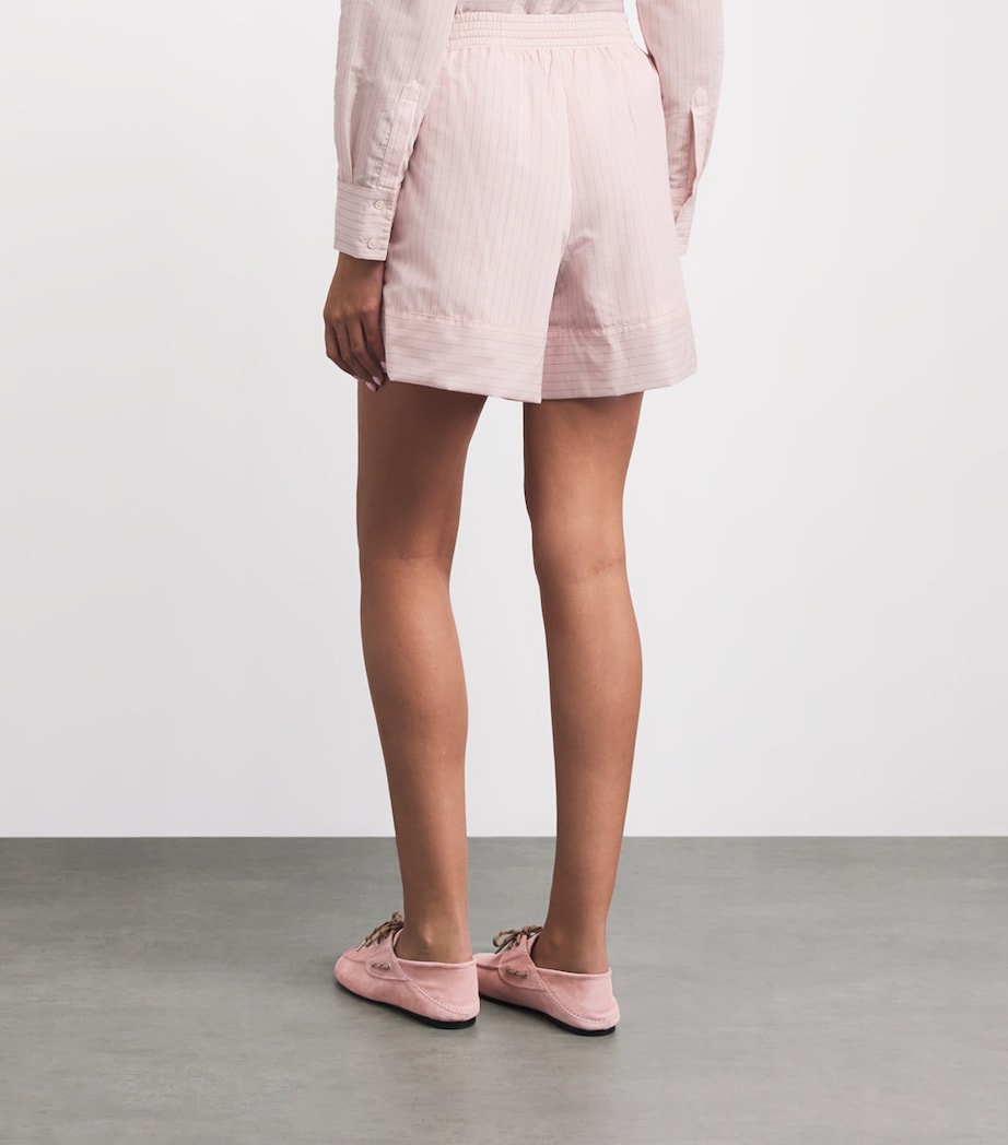 Claudie Pierlot Womens Cotton-Blend Pinstripe Shorts Pale Pink Image 5