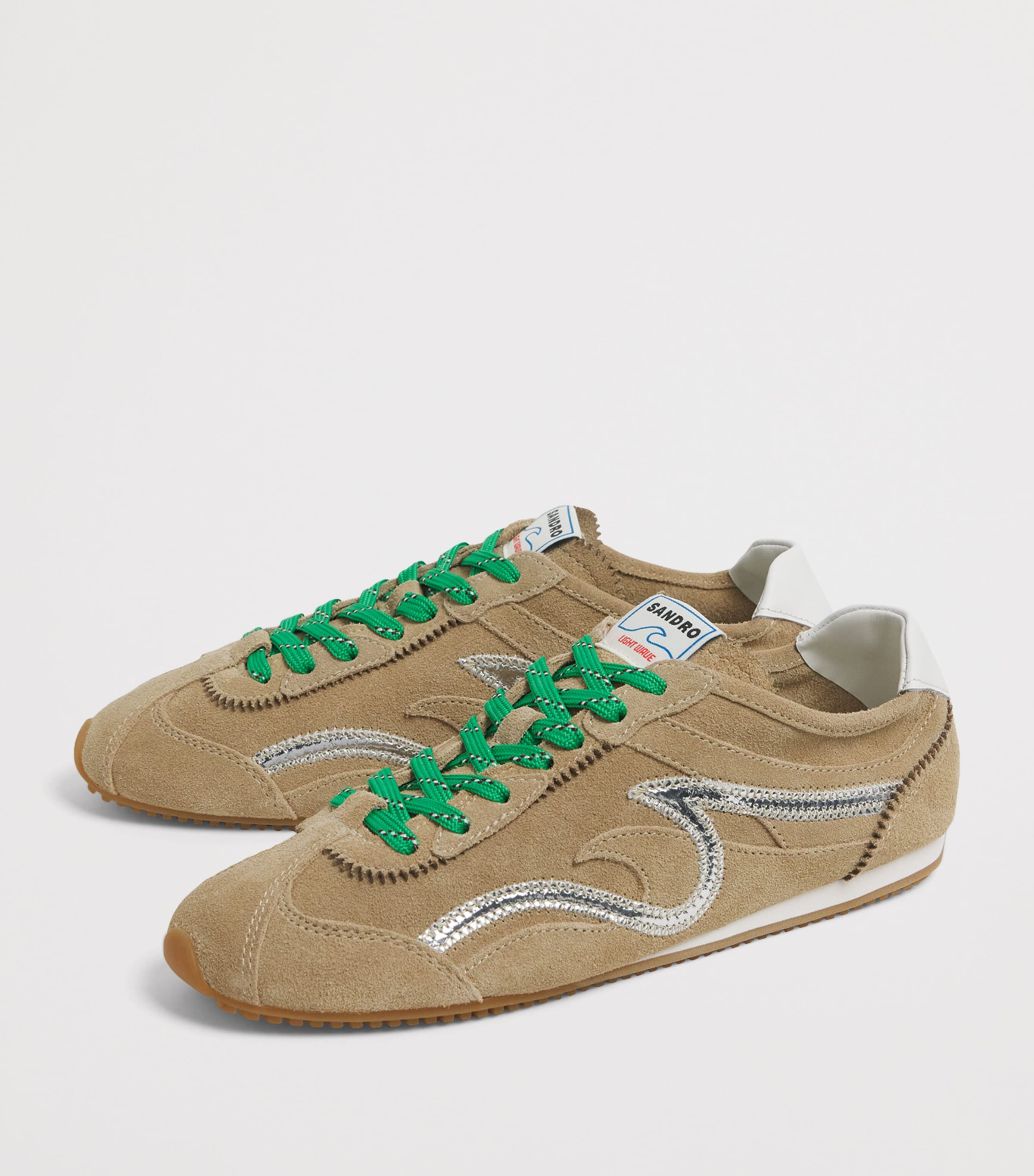 Sandro Paris Suede Light Wave Sneakers Beige Image 4