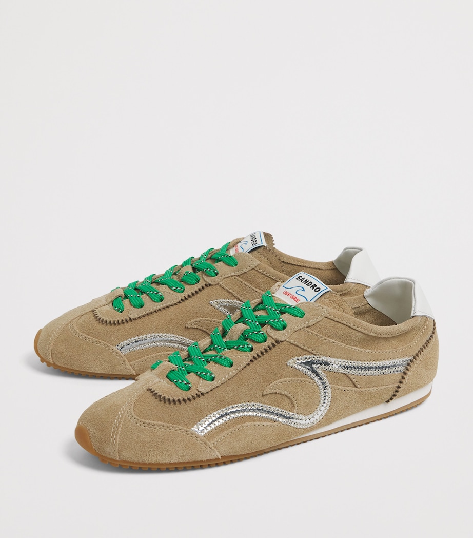 Sandro Paris Suede Light Wave Sneakers Beige Image 4
