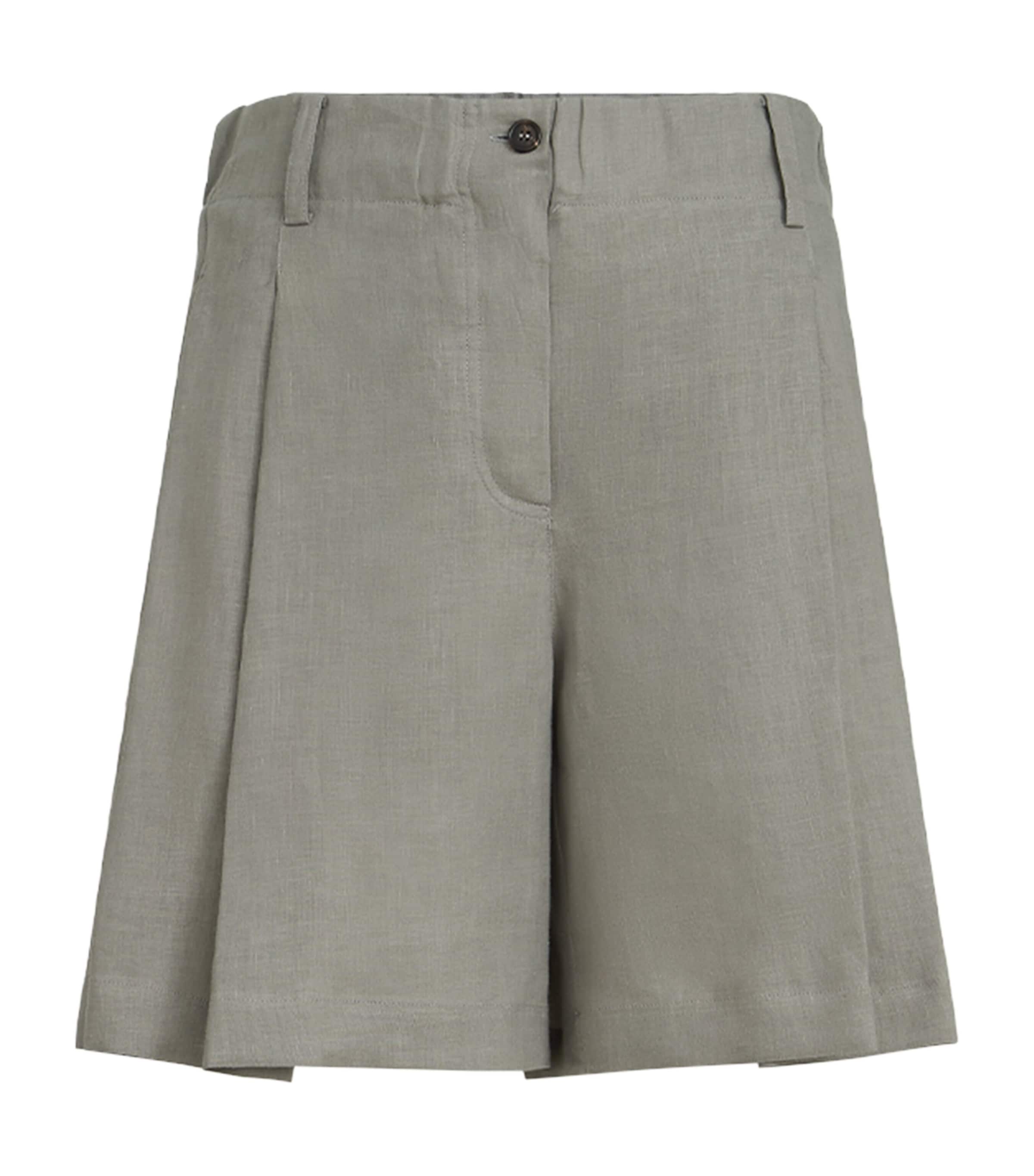Brunello Cucinelli Womens Linen Pleated Shorts Image 1