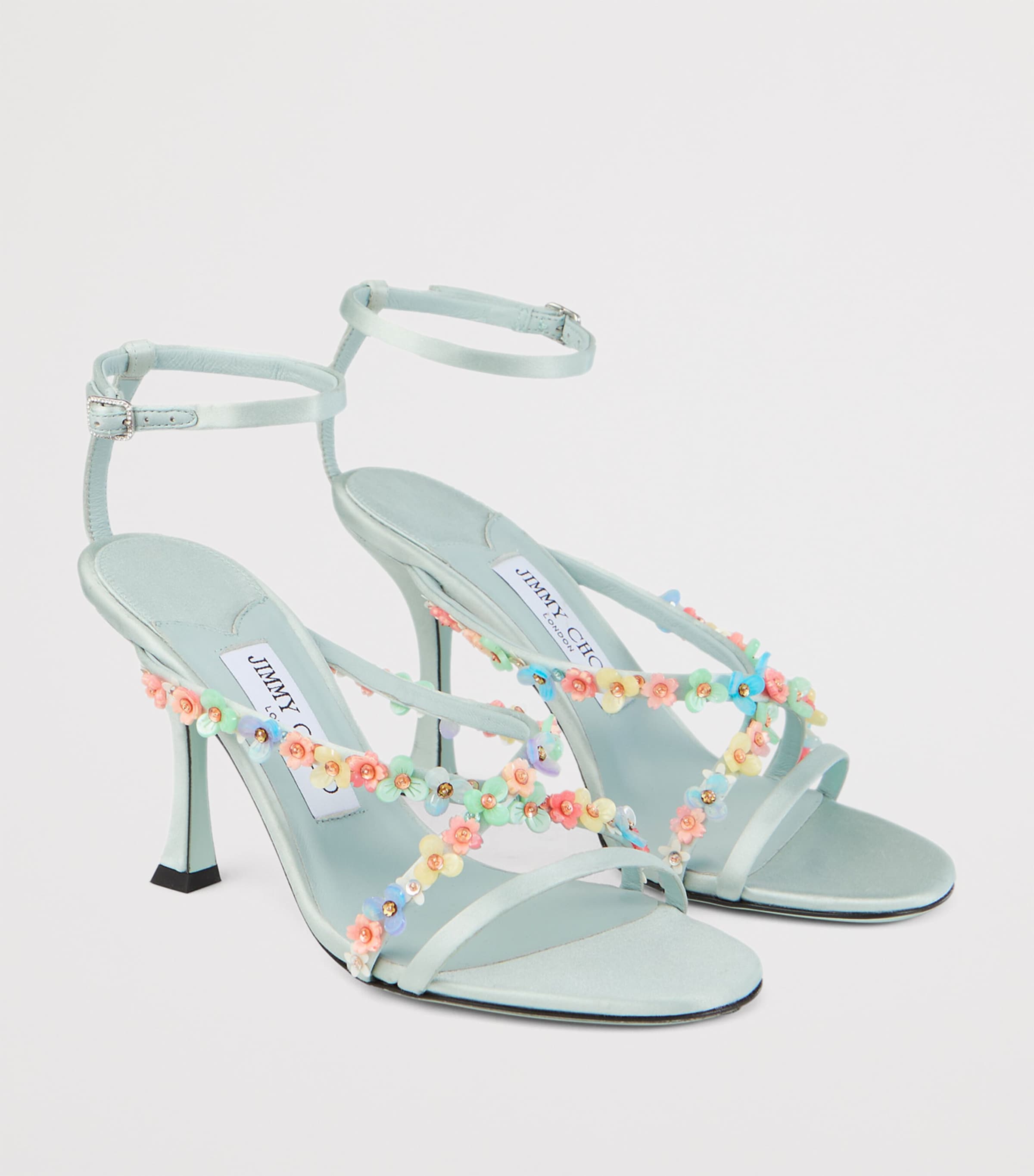 Blanche 90 Satin Heeled Sandals LIGHT VERDE/MULTI Image 5