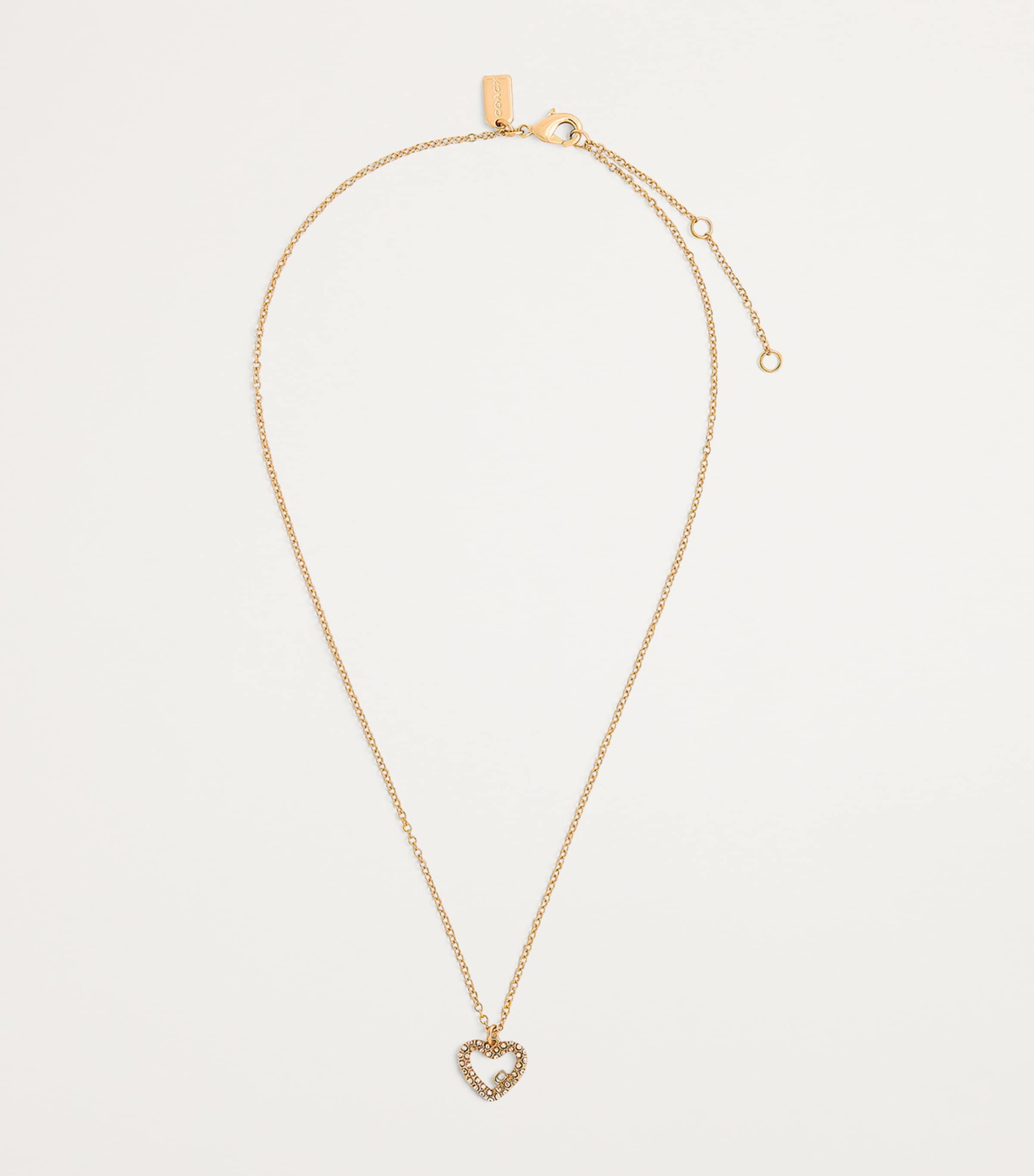 Coach Pavé Crystal Heart Necklace And Earrings Set In Gold