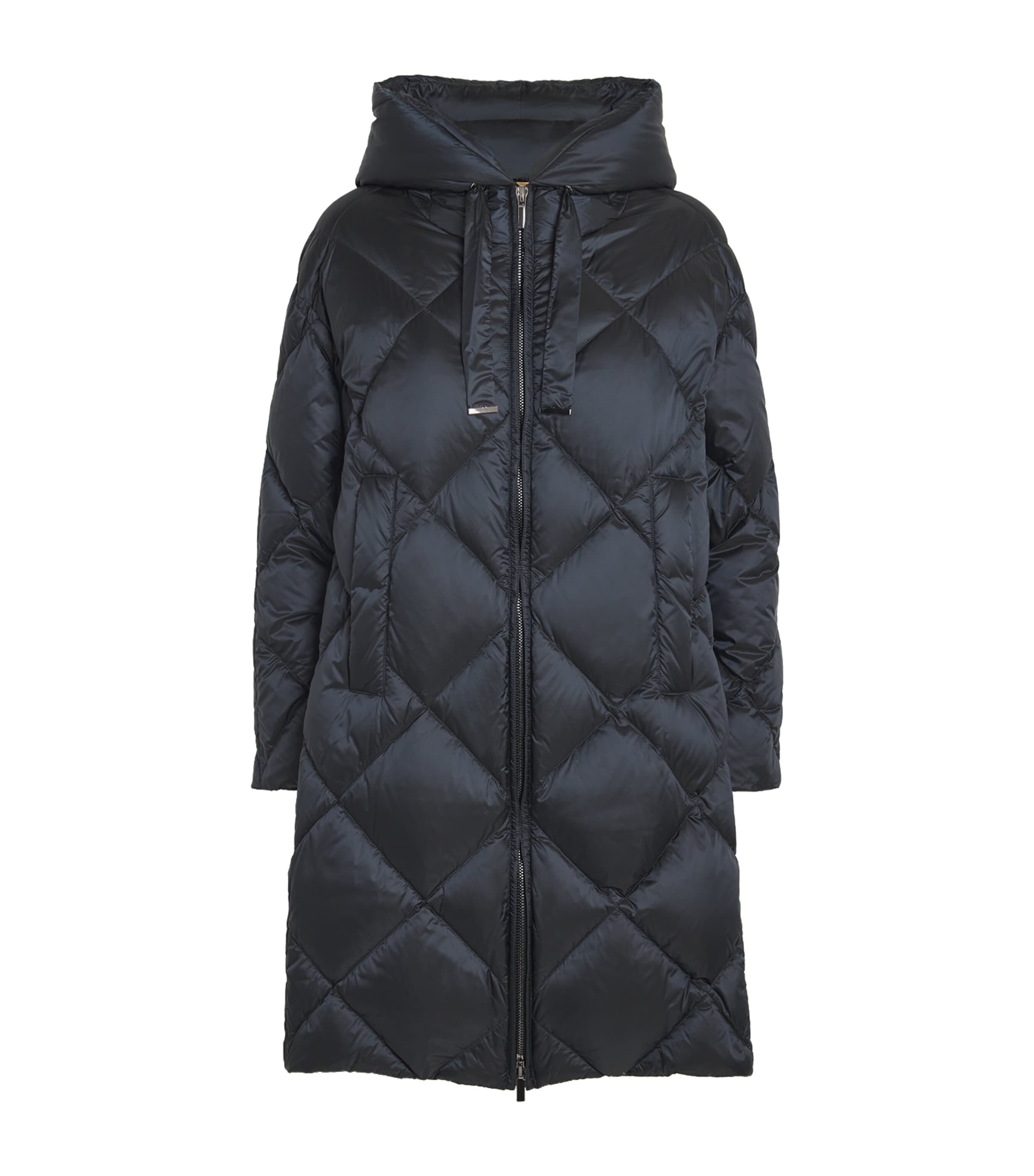 Max Mara Long Quilted Coat In Blue