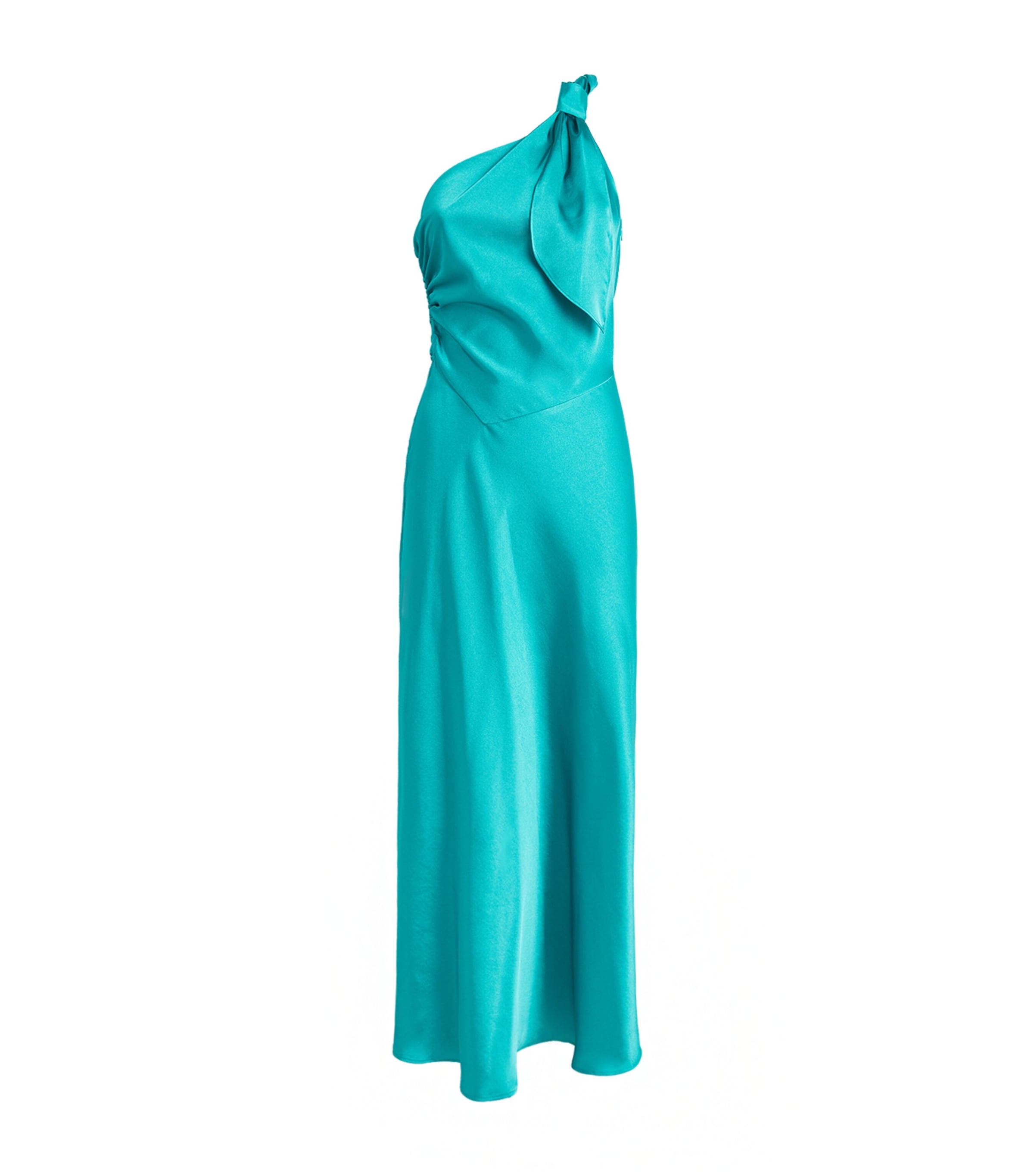 Sandro Paris Womens Satin Asymmetric Midi Dress Green Image 1