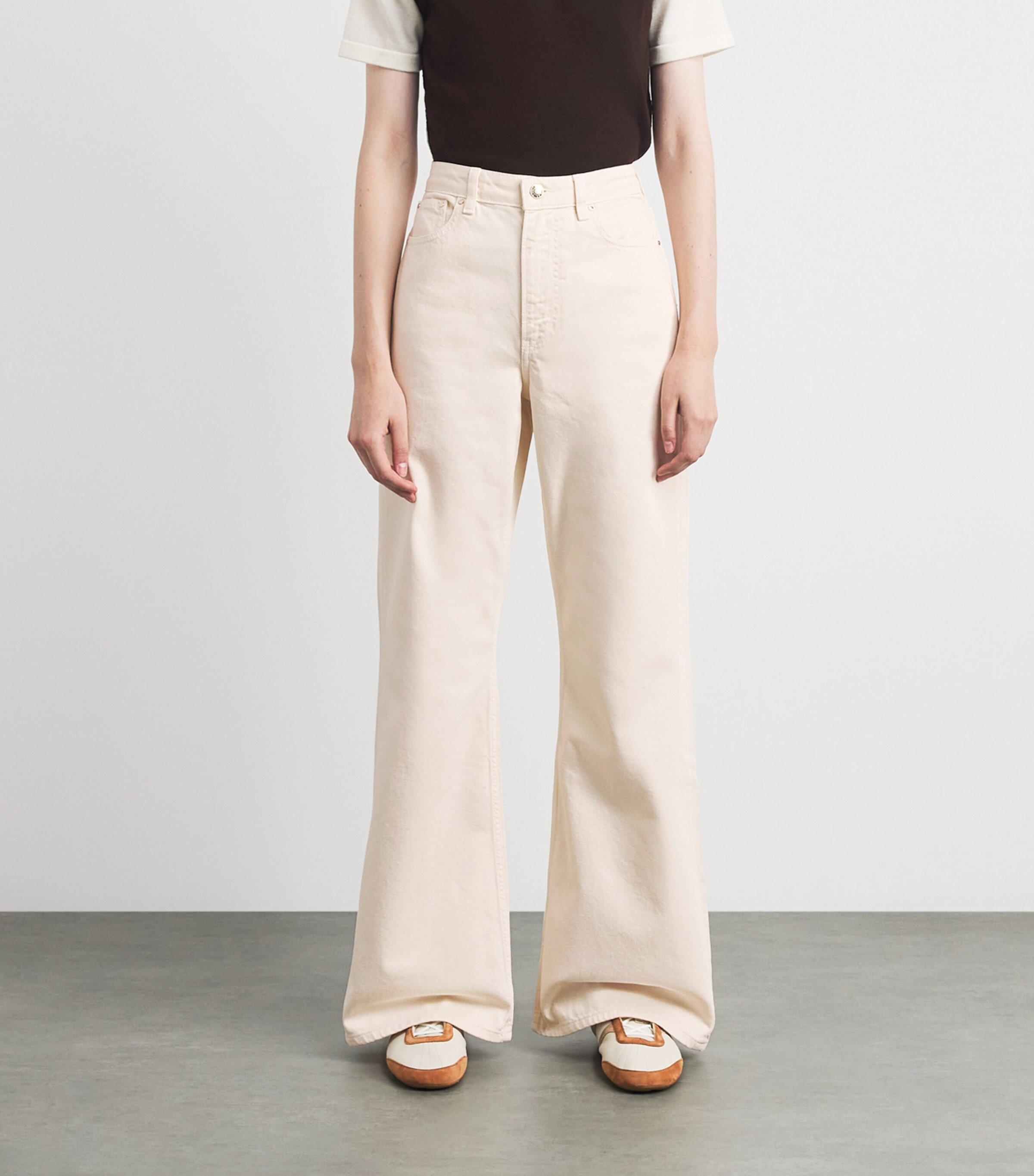 Claudie Pierlot Womens High-Rise Flared Jeans Light Beige Denim Image 4