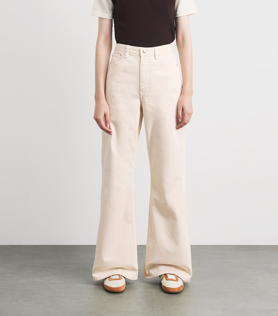 Claudie Pierlot Womens High-Rise Flared Jeans Light Beige Denim Image 4