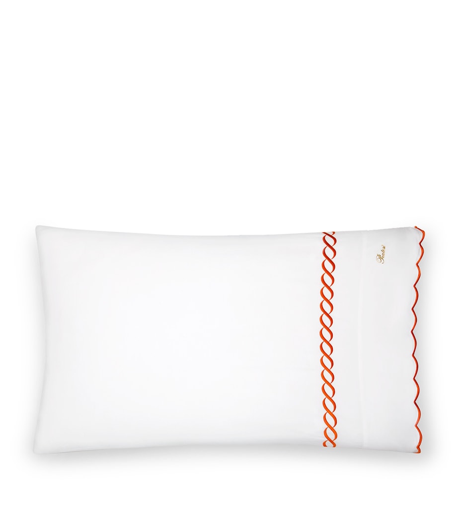 Treccia Pillowcase (13cm x 41cm) WHITE/ORANGE Image 1