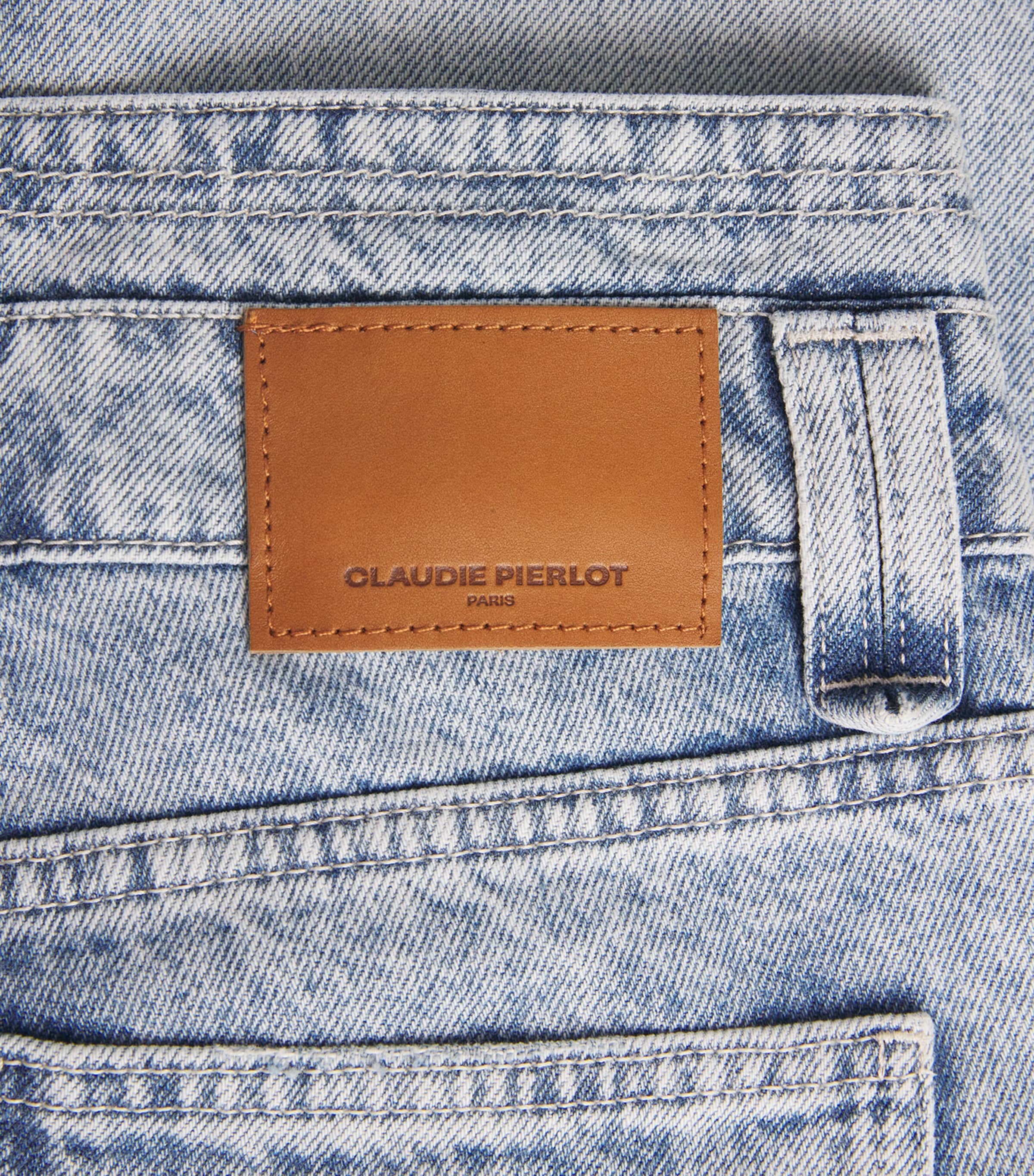 Acid Wash Straight Jeans BLUE DENIM Image 5