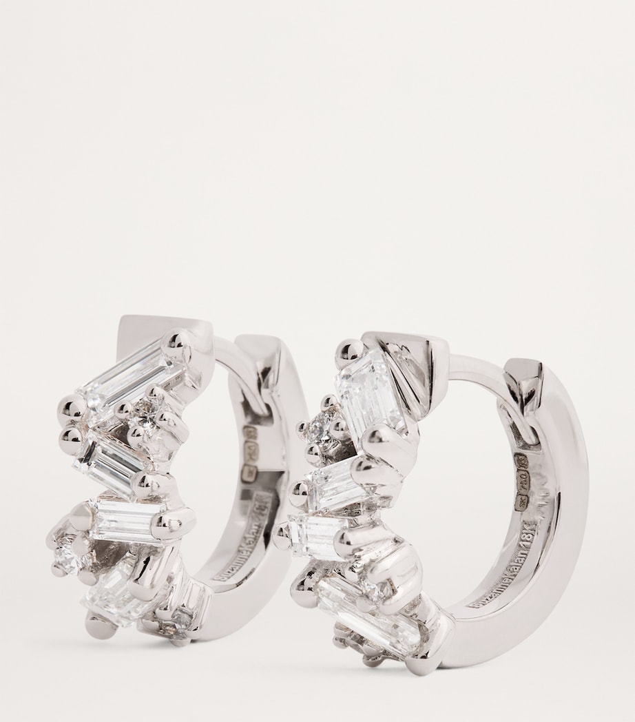 White Gold and Diamond Frenzy Huggie Earrings 18K WG/WD Image 6