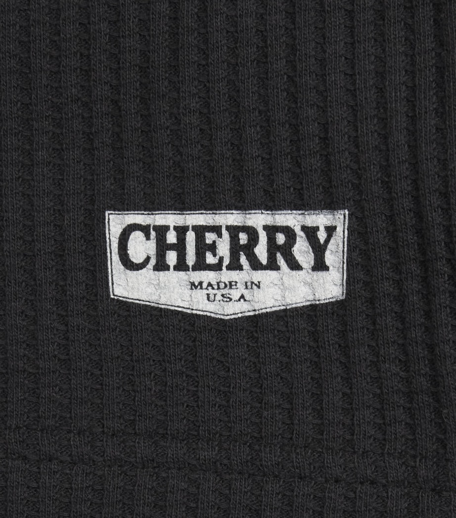 Cherry Los Angeles Mens Cotton-Blend Waffle-Knit Sweater Black Image 6