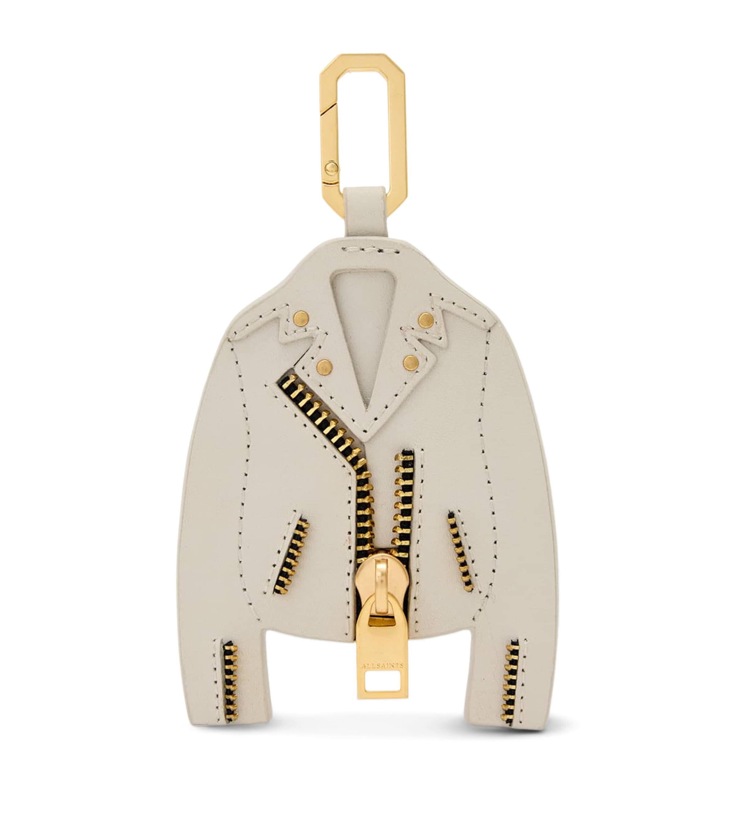 Leather Dalby Jacket Keyring IVORY WHITE/GOLD Image 1