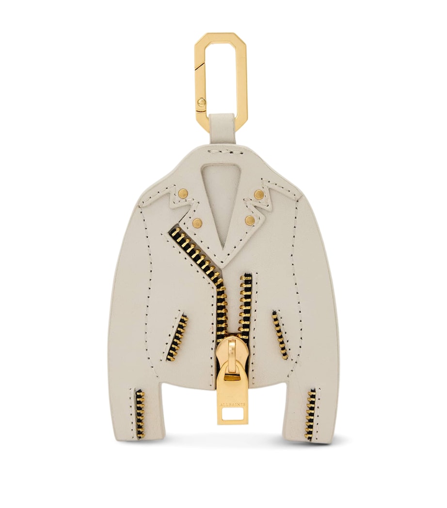 Leather Dalby Jacket Keyring IVORY WHITE/GOLD Image 1