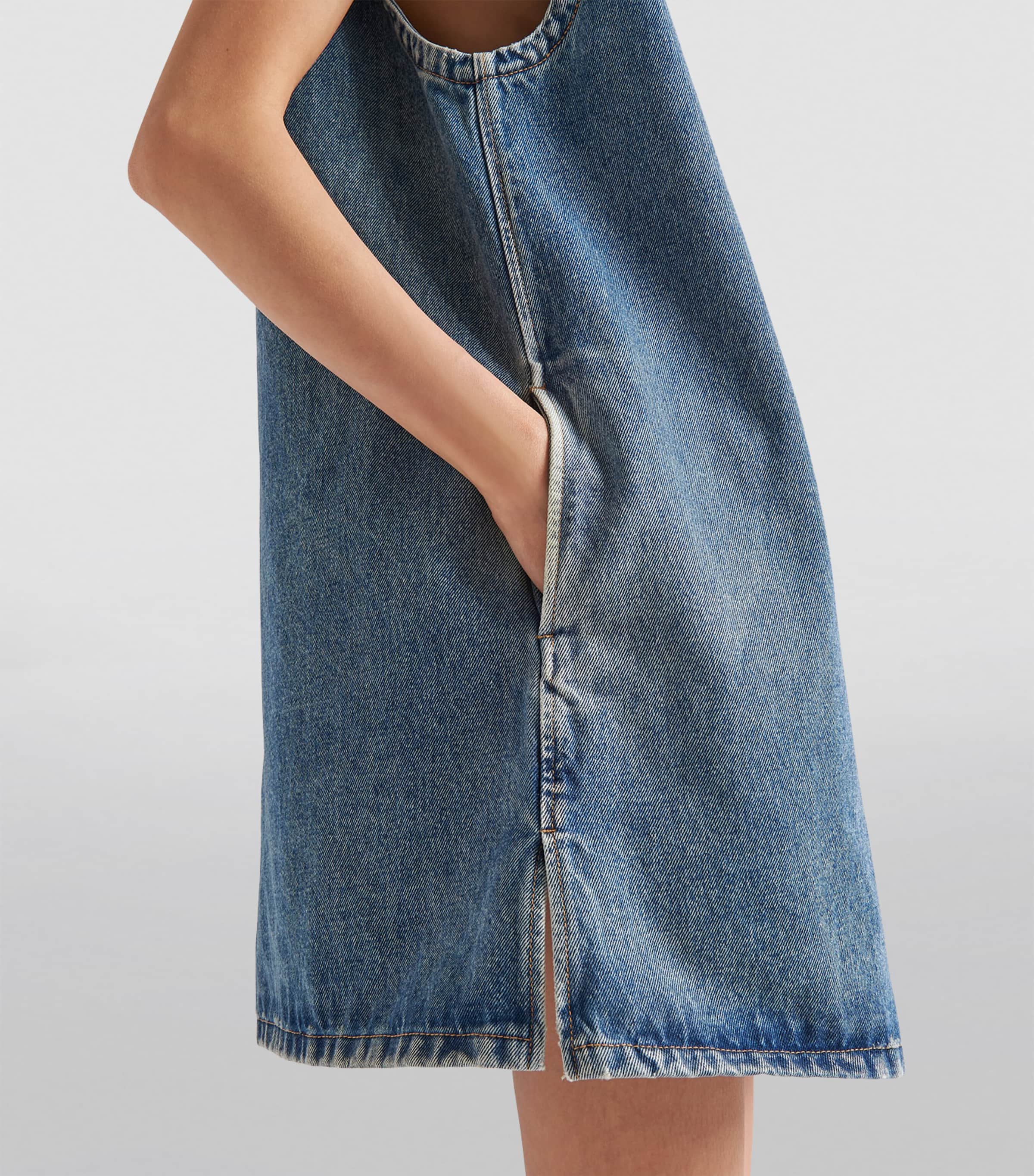 Denim Sleeveless Shirt F0BAU Image 5