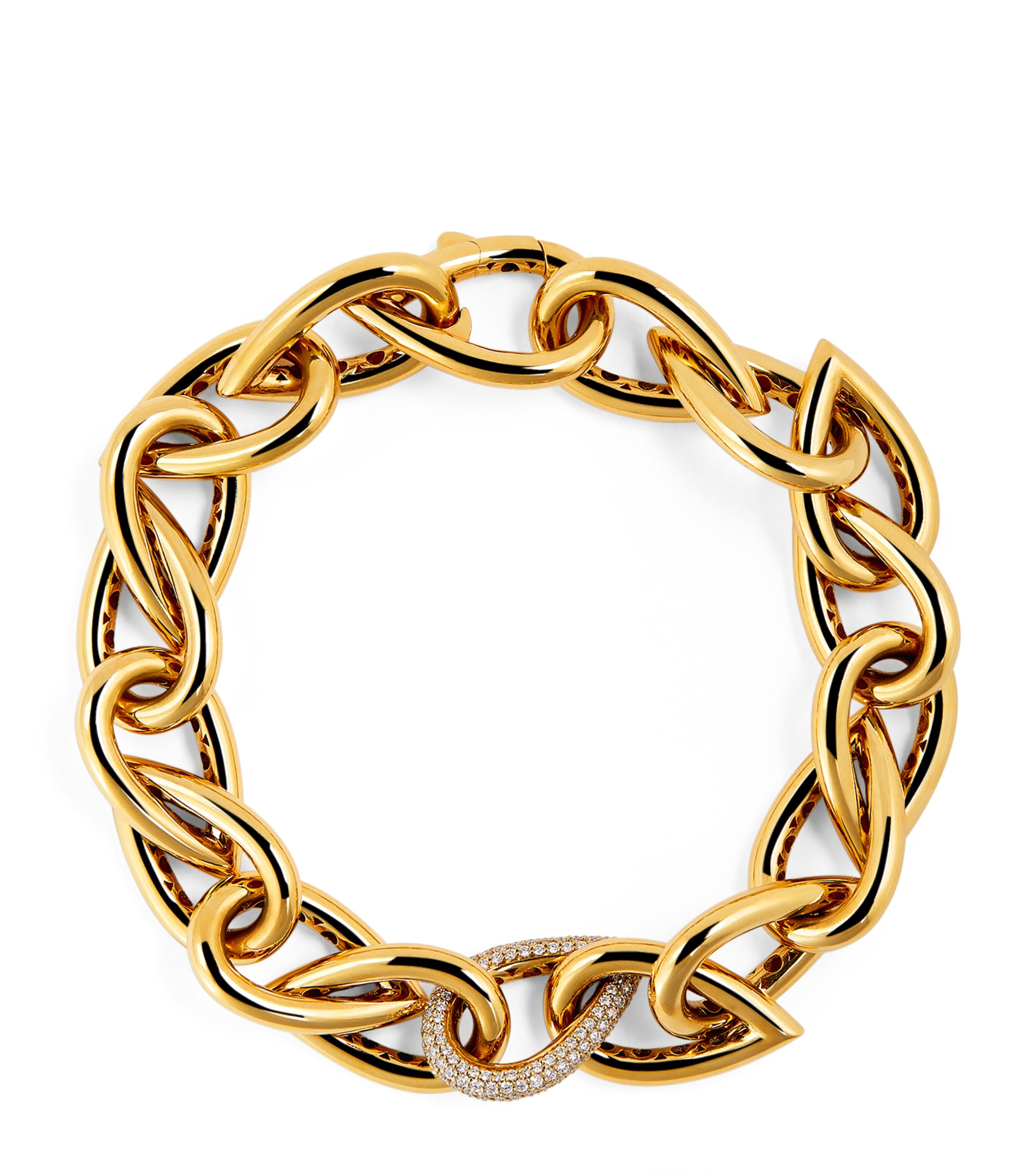 Engelbert Yellow Gold And Diamond Drop Links Bracelet