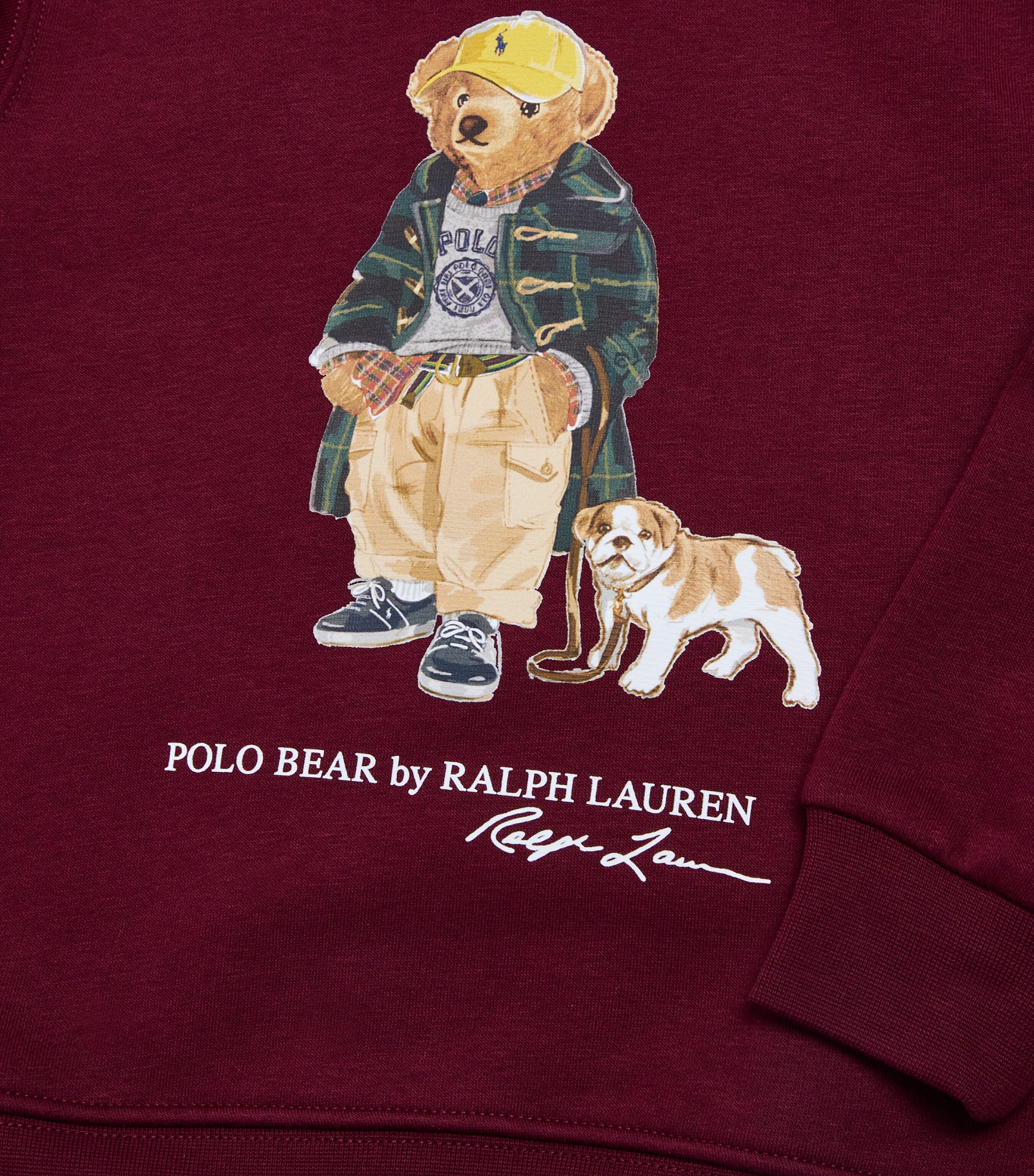 Ralph Lauren Kids Cotton-Blend Polo Bear Hoodie (2-7 Years) Wine Image 3