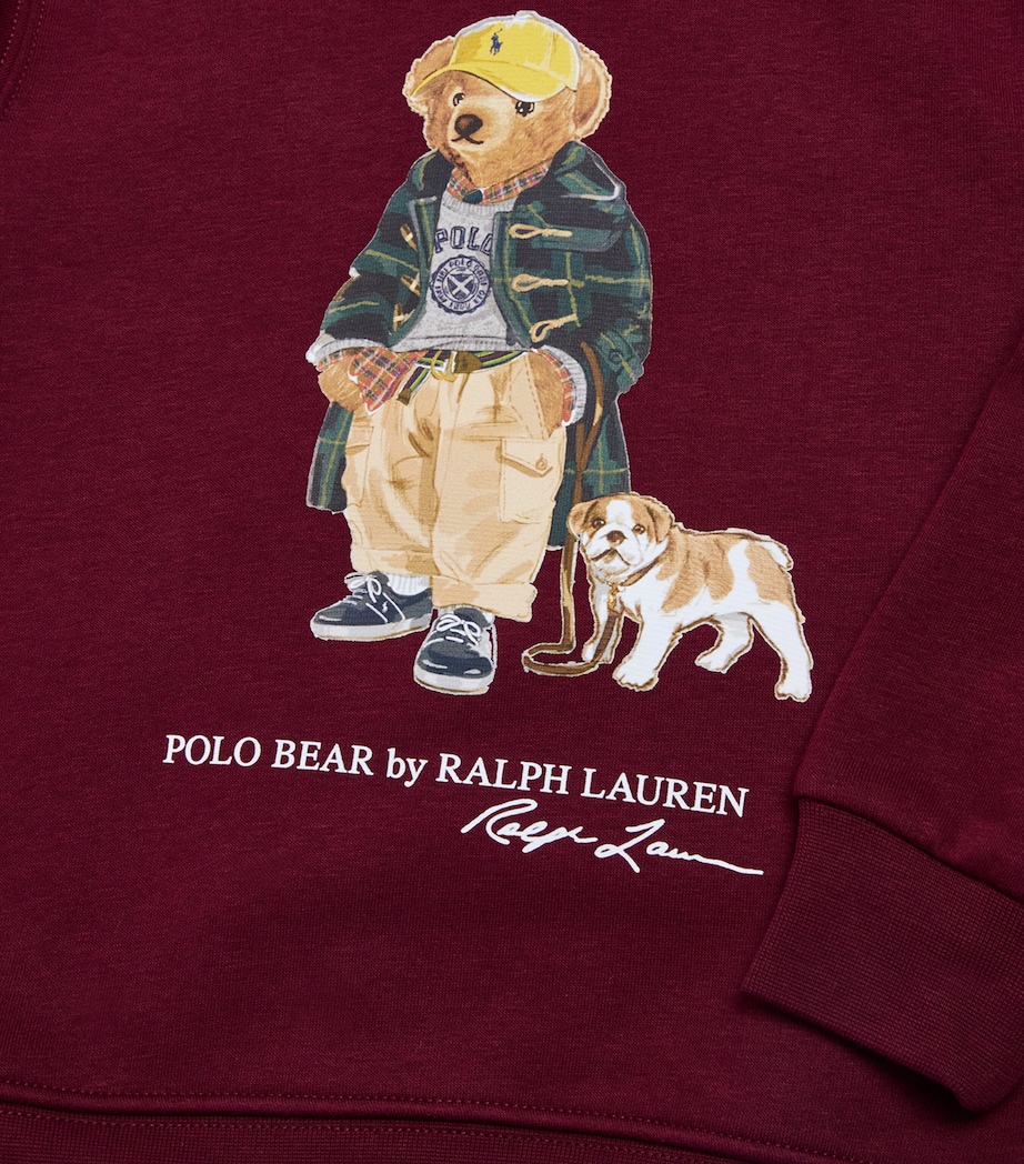 Cotton-Blend Polo Bear Hoodie (2-7 Years) WINE Image 3