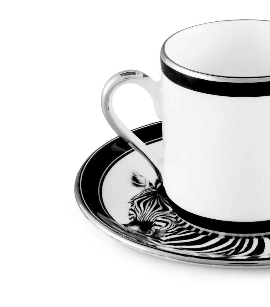 Zebra Coffee Cups and Saucers (Set of 2) UZ017ZEBRA1FDOBIANCO Image 3