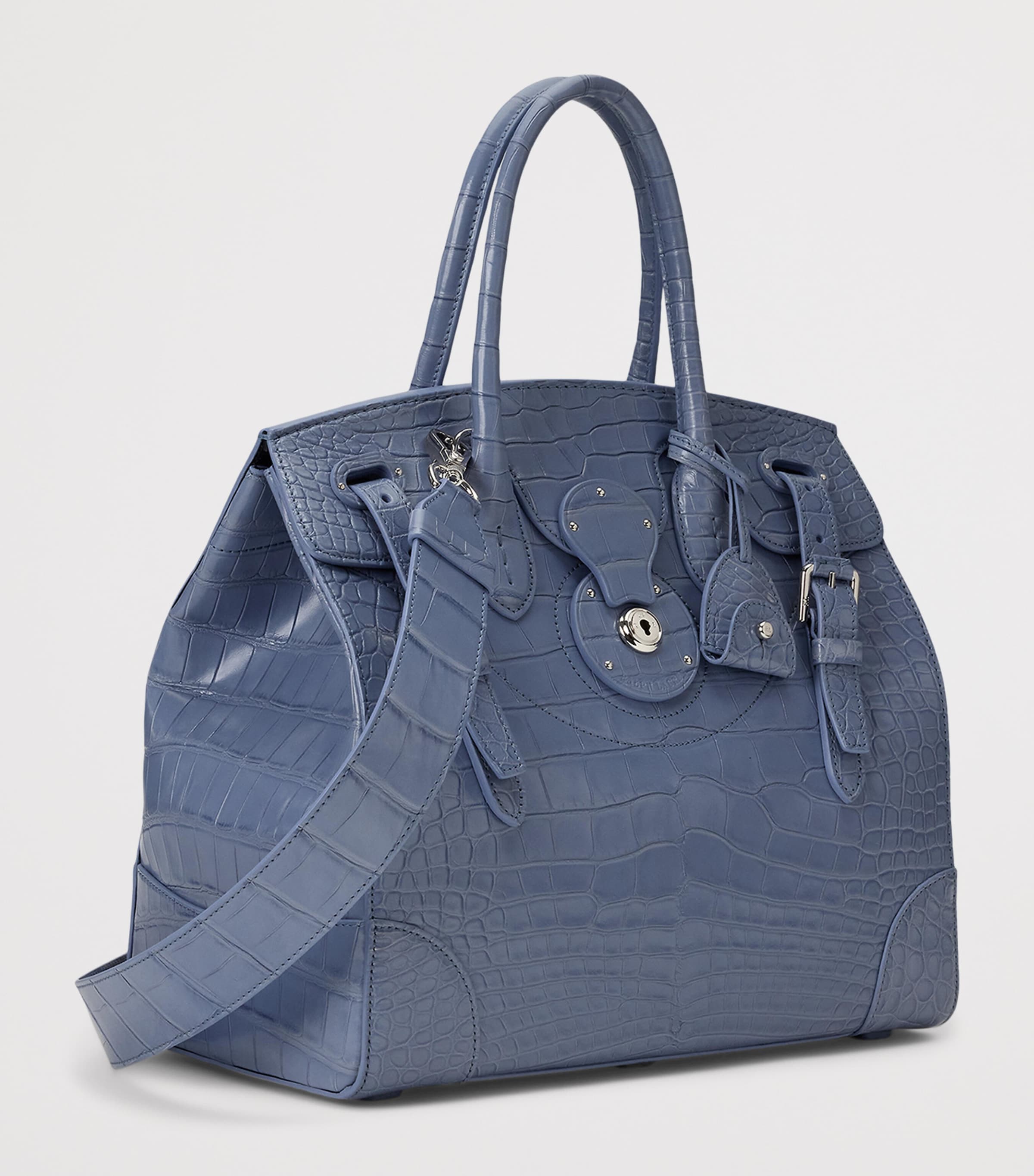 Alligator Leather Ricky 33 Top-Handle Bag CORNFLOWER Image 2