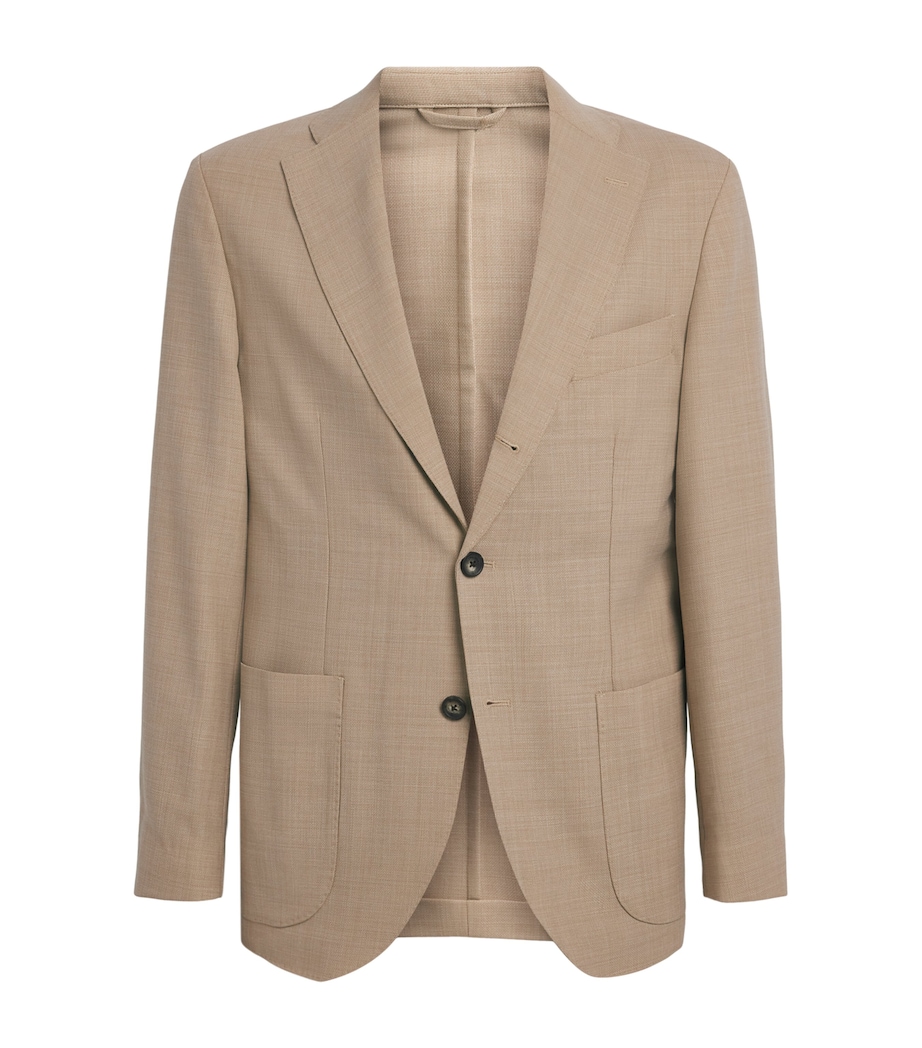 Eton Mens Wool-Blend Tech Blazer Beige Image 1