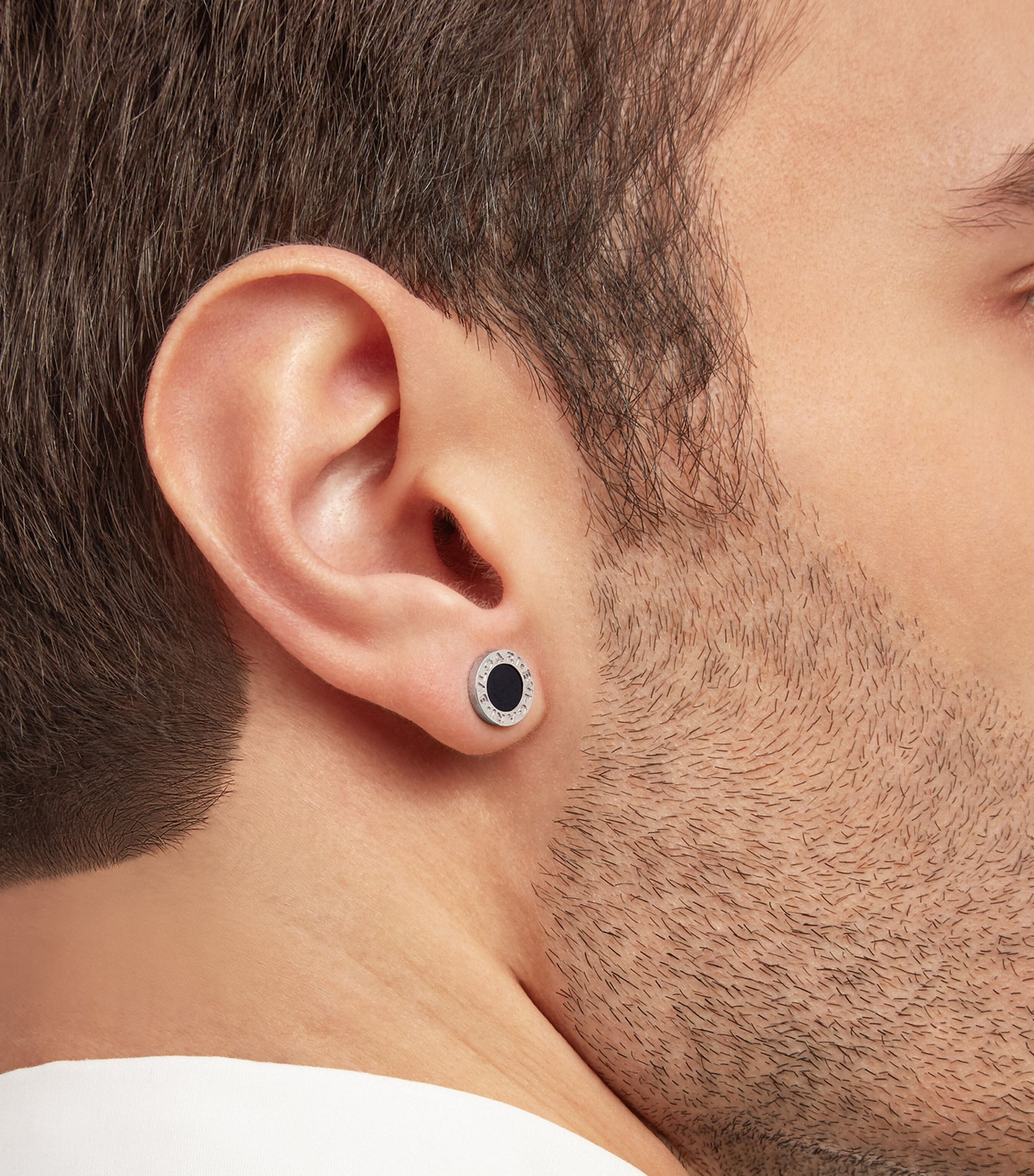 White Gold and Onyx BVLGARI BVLGARI Single Stud Earring WHITE GOLD Image 3