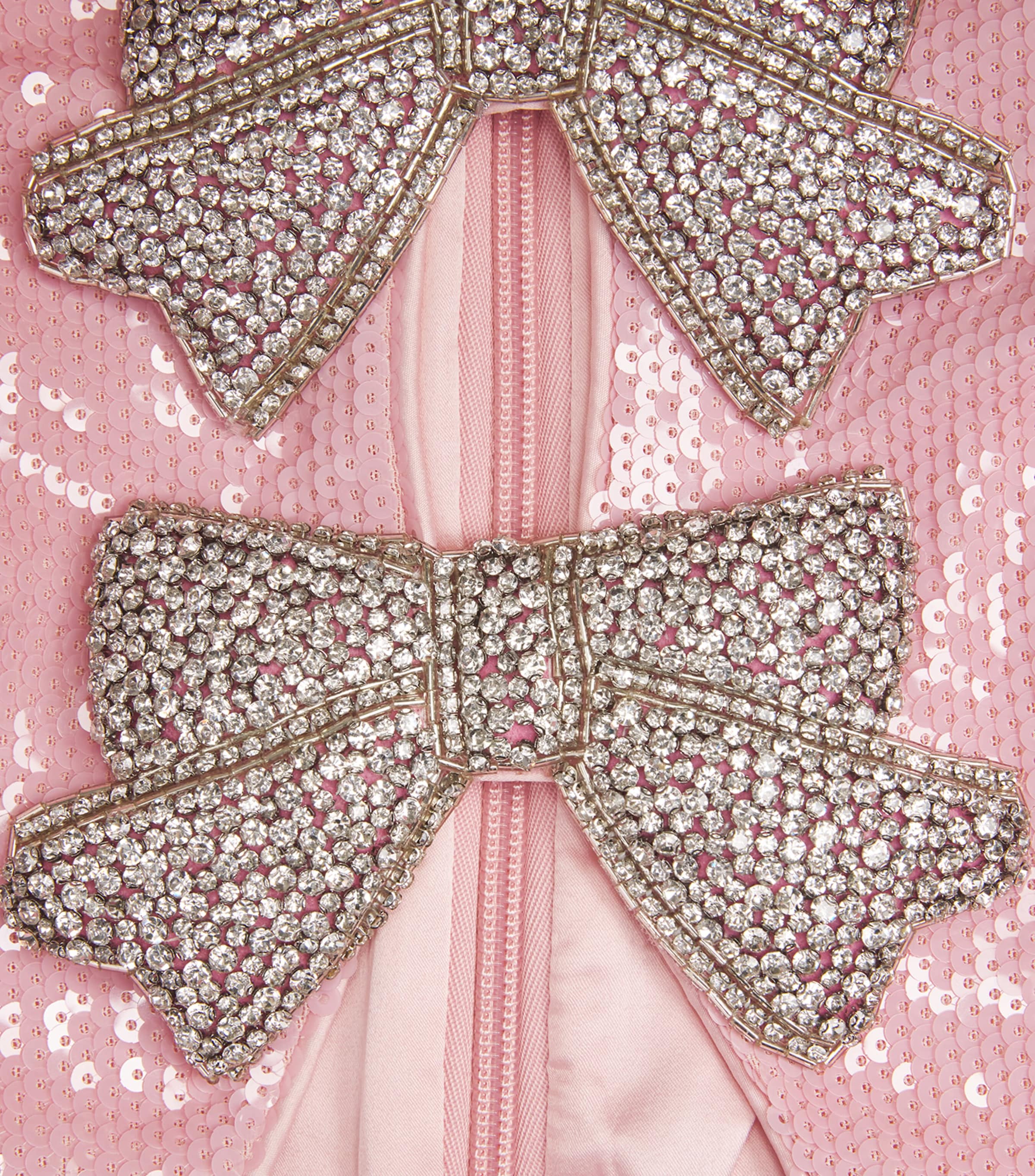 Sequinned Bow Lydia Midi Dress LIGHT PINK Image 5