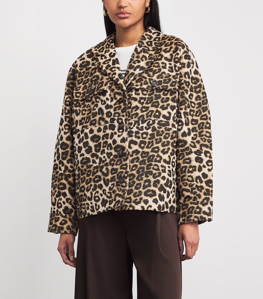 ANINE BING Womens Cotton-Blend Flynn Jacket Leopard Image 4