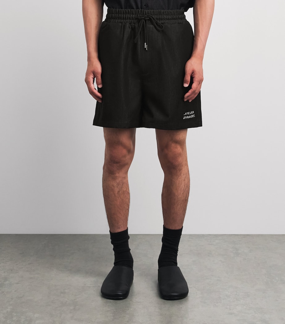 DOMREBEL Mens Chambray Baller Shorts Black Image 4