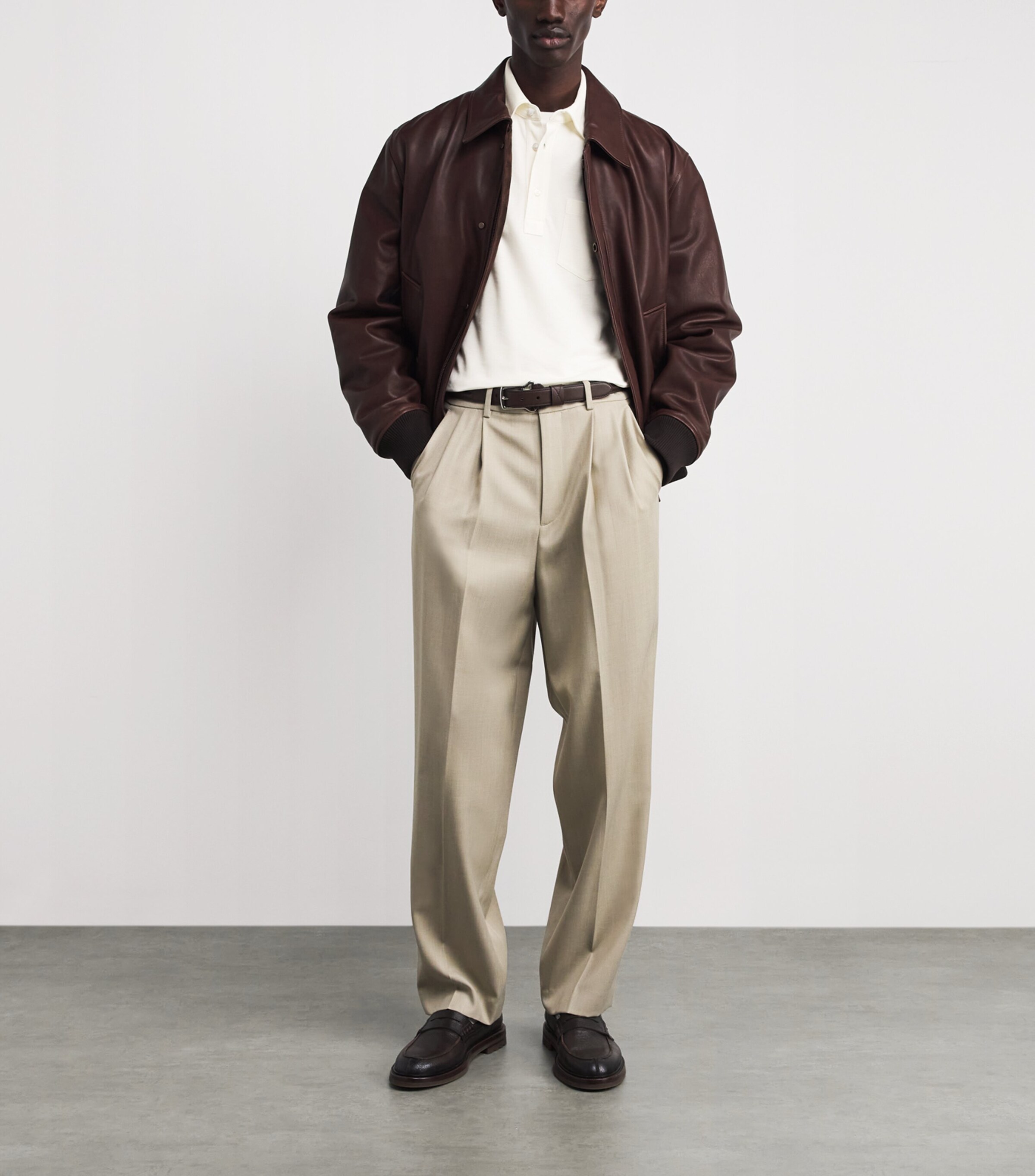 Wool Long-Sleeve Polo Shirt WHITE Image 2