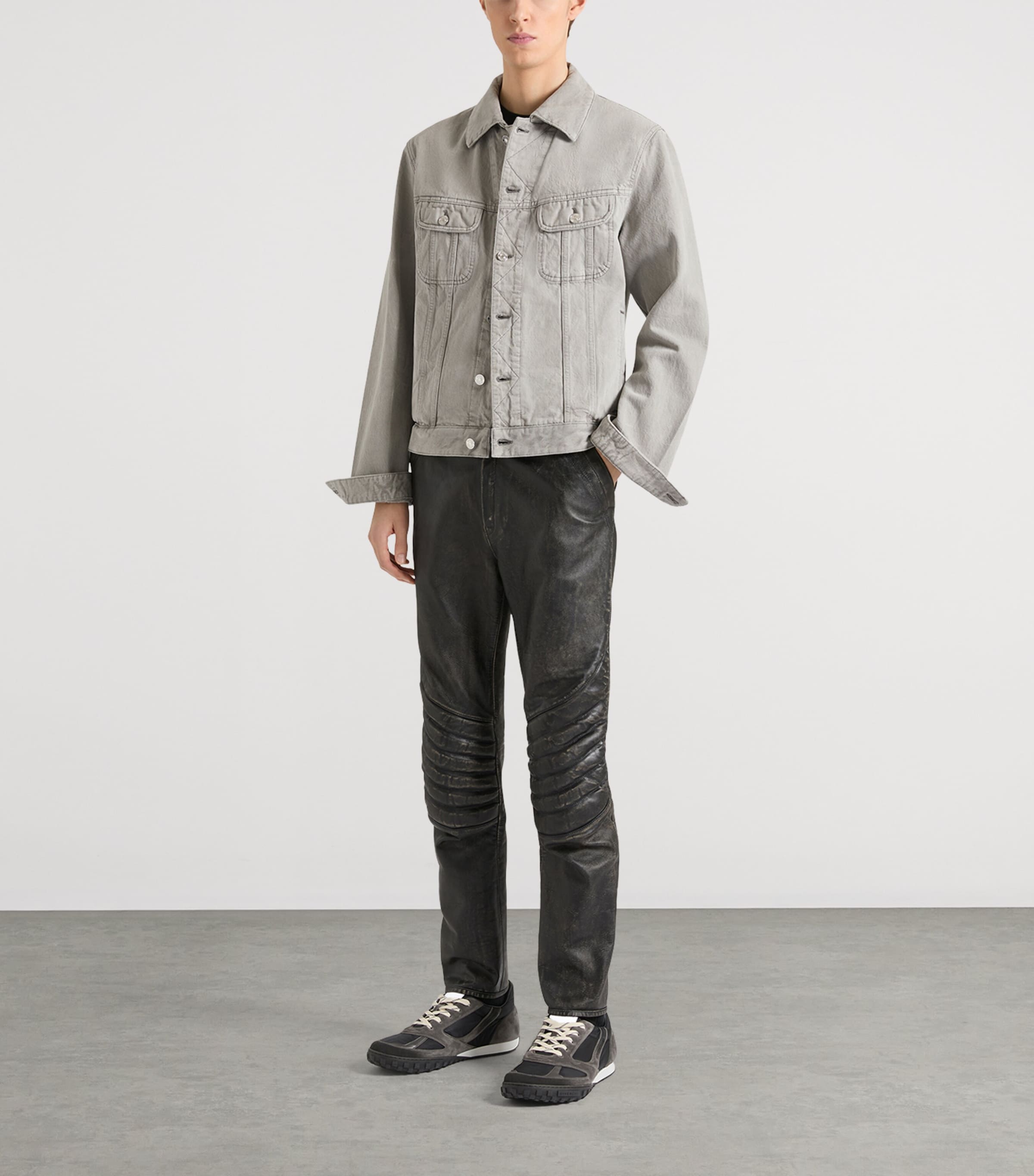 Givenchy Mens Slim Biker Leather Trousers Image 2